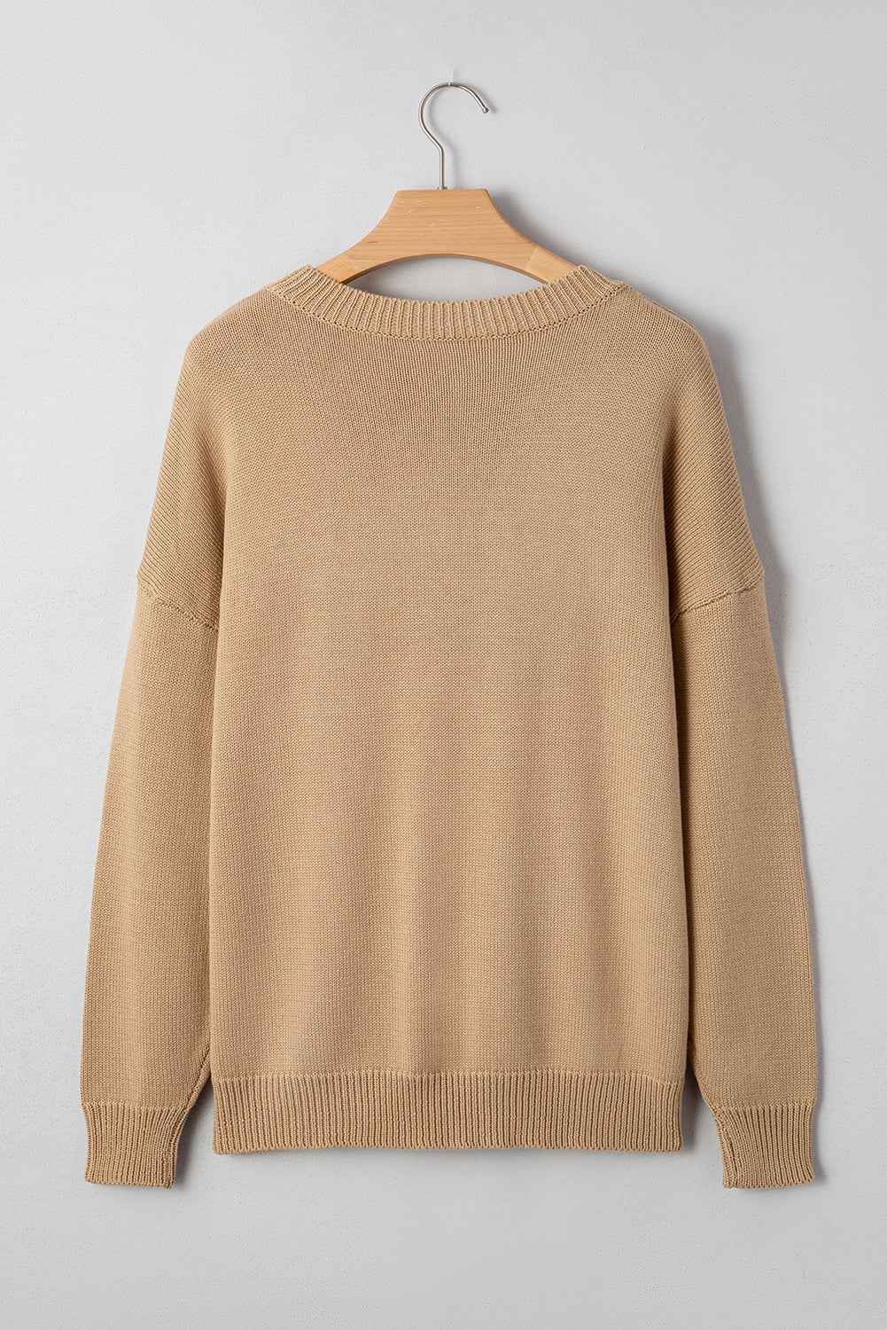 Smoke Gray Merry Colorful Dot Detail Christmas Drop Shoulder Sweater