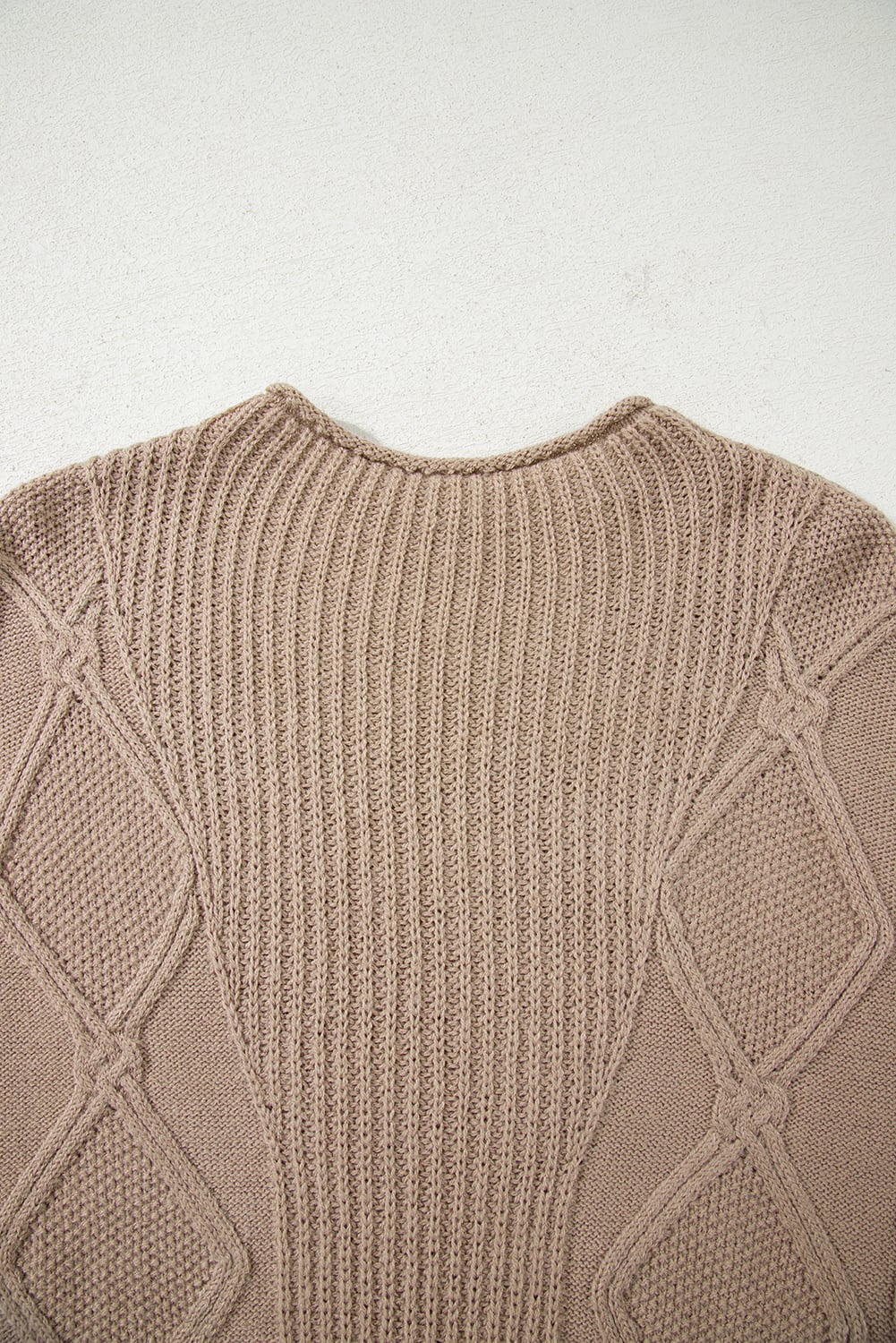 Smoke Gray Textured Knit High Neck Sweater T Shirt