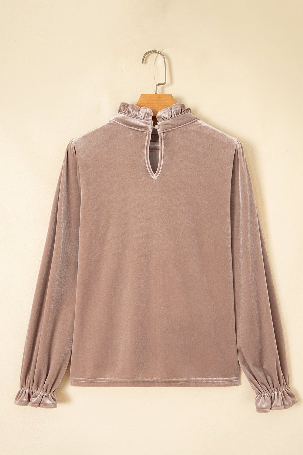 Smoke Gray Western Style Long Sleeve Stand Neck Velvet Top