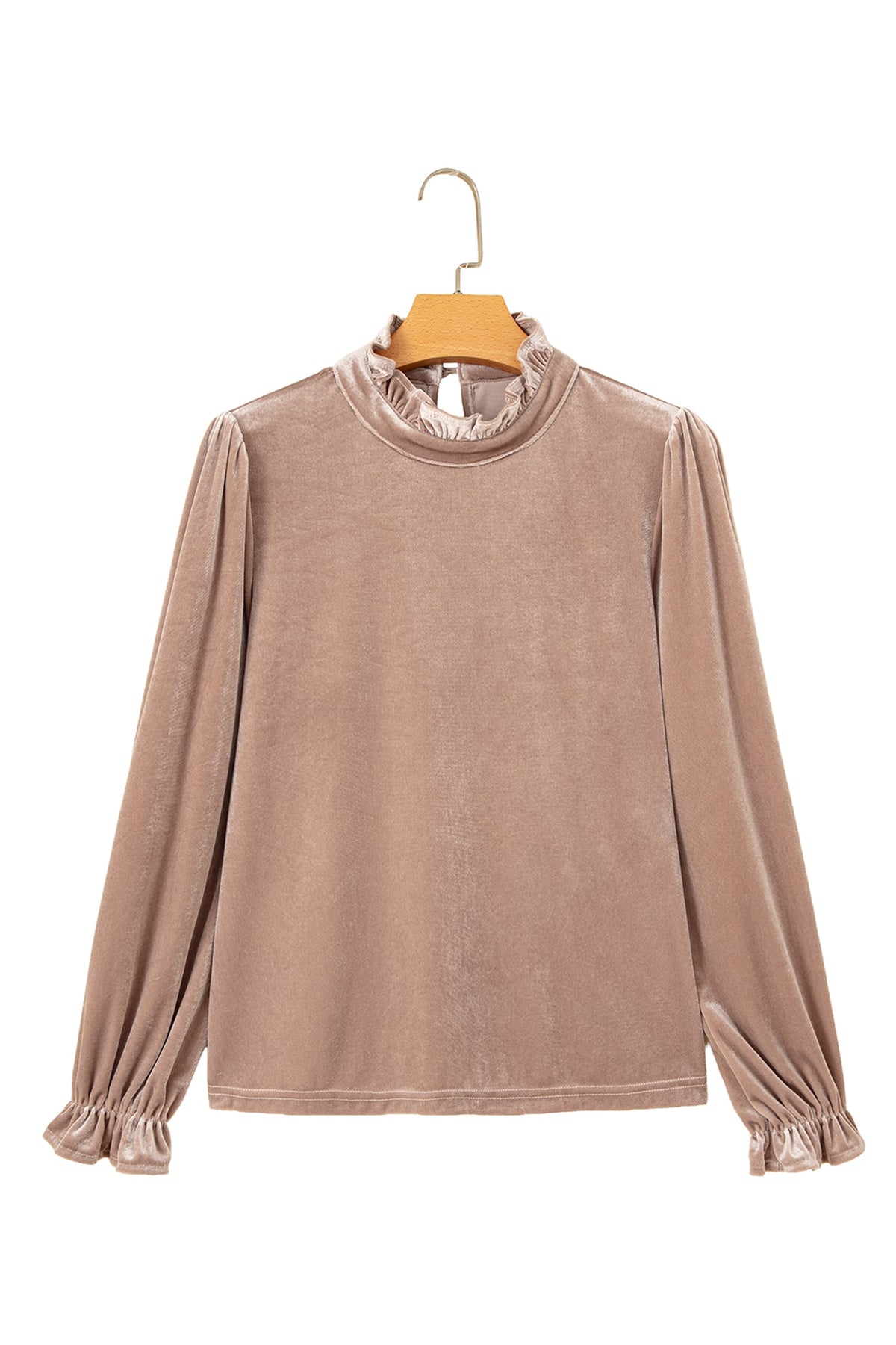 Smoke Gray Western Style Long Sleeve Stand Neck Velvet Top