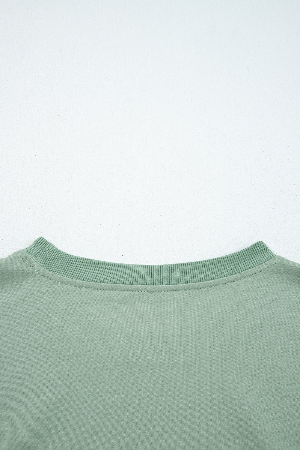 Smoke Green Raw Edge Flower Patch Drop Shoulder Casual Top