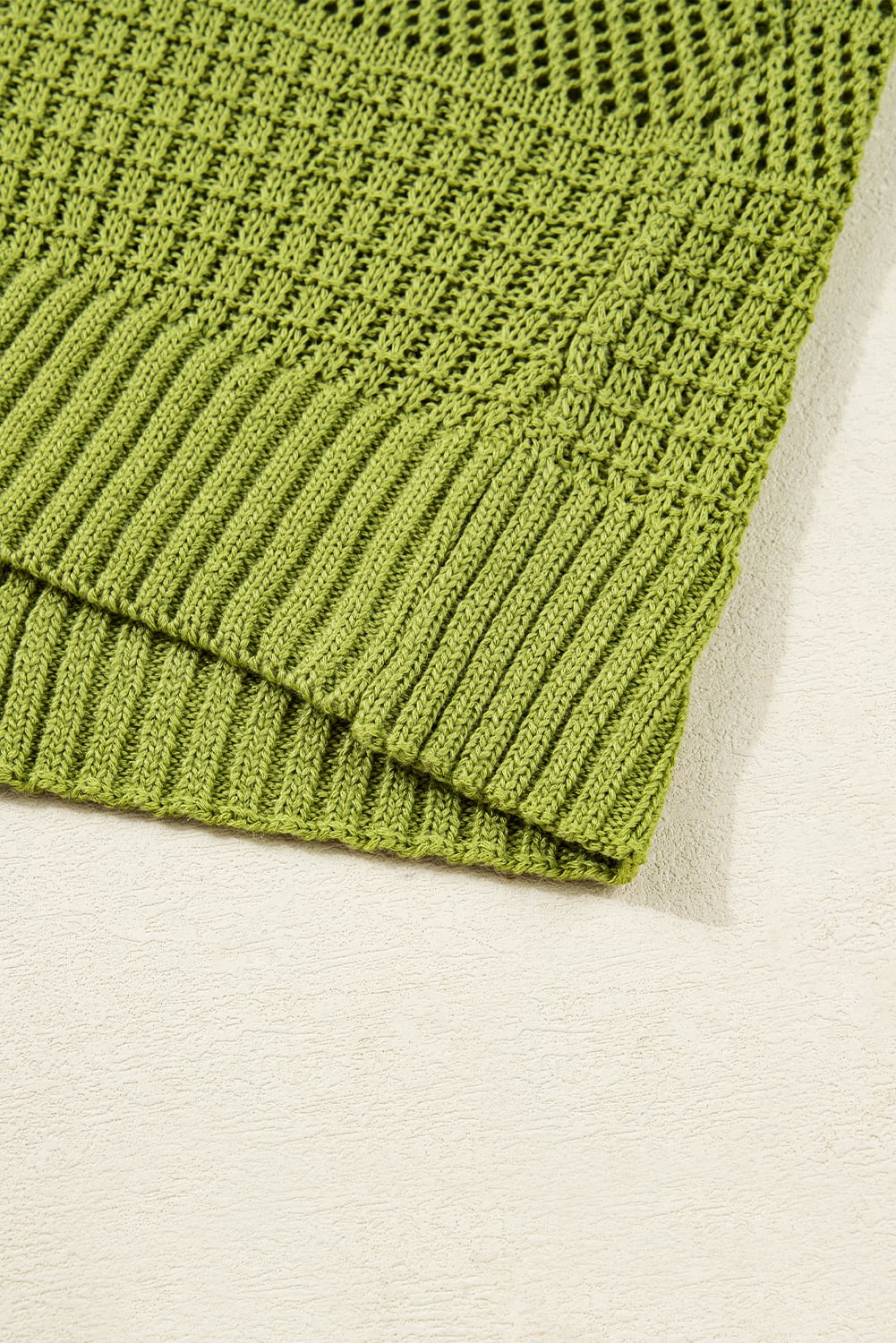 Spinach Green Oversize Crochet Knit Open Cardigan
