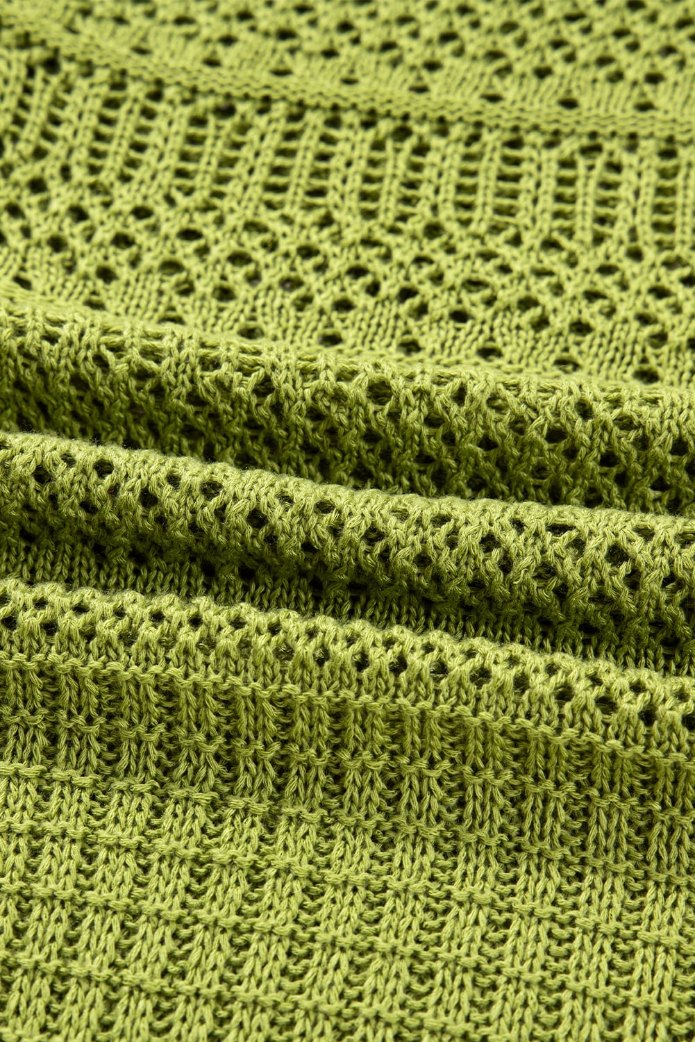 Spinach Green Oversize Crochet Knit Open Cardigan