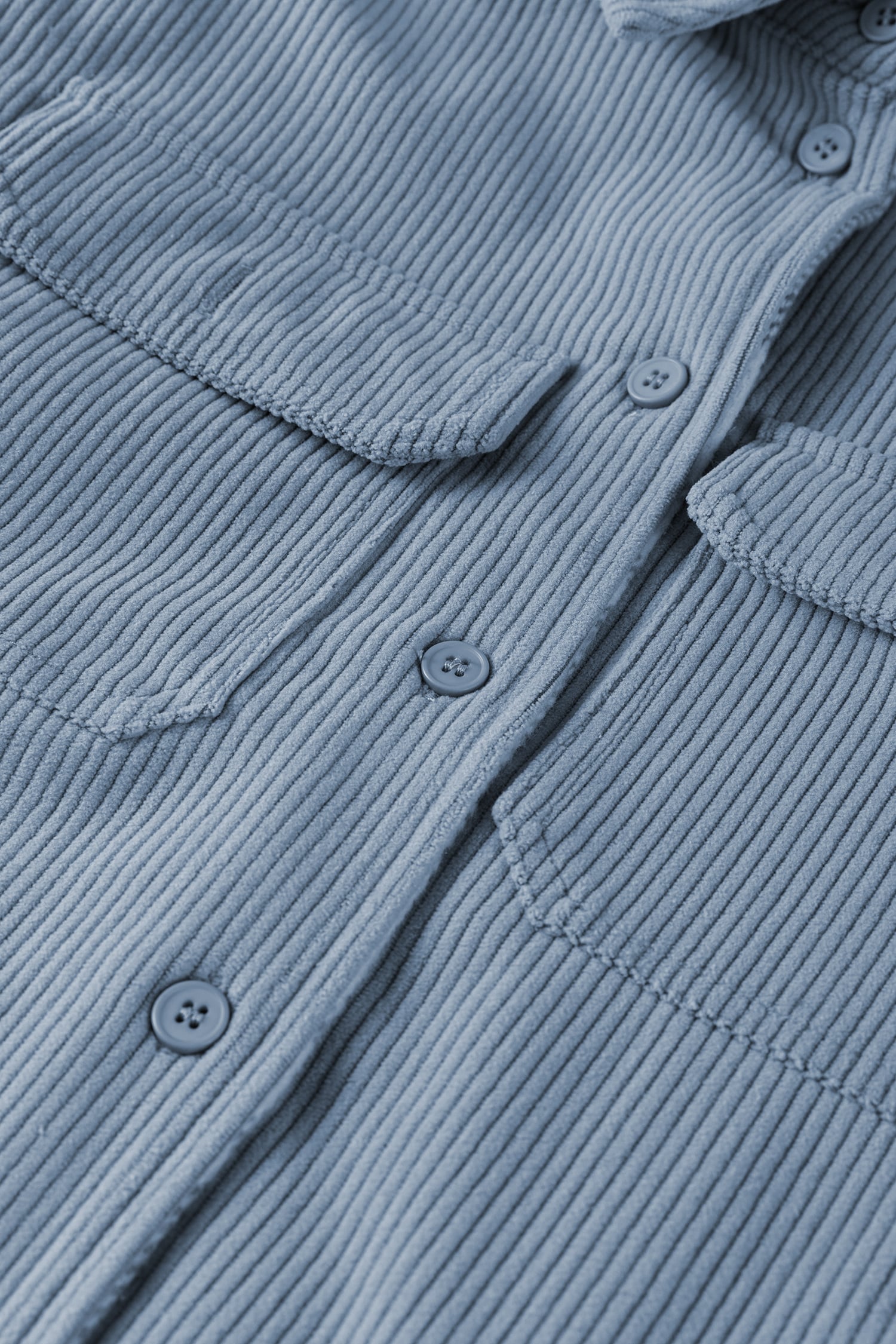 Stone Blue Plaid Corduroy Reversible Button Up Shacket
