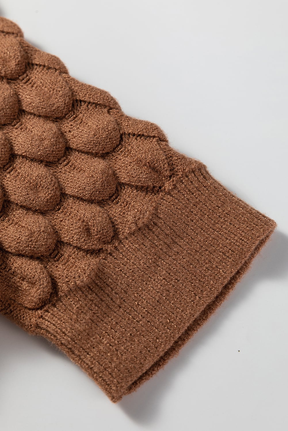 Straw Yellow Fish Scale Textured Knit Ribbed Crew Neck Short Sleeve Sweater