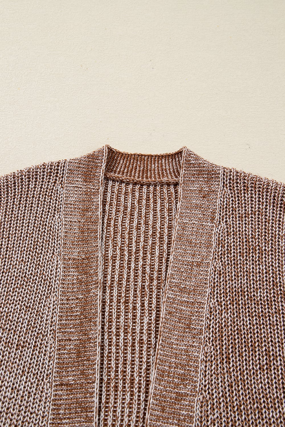 Straw Yellow Solid Open Knit Cardigan with Pockets