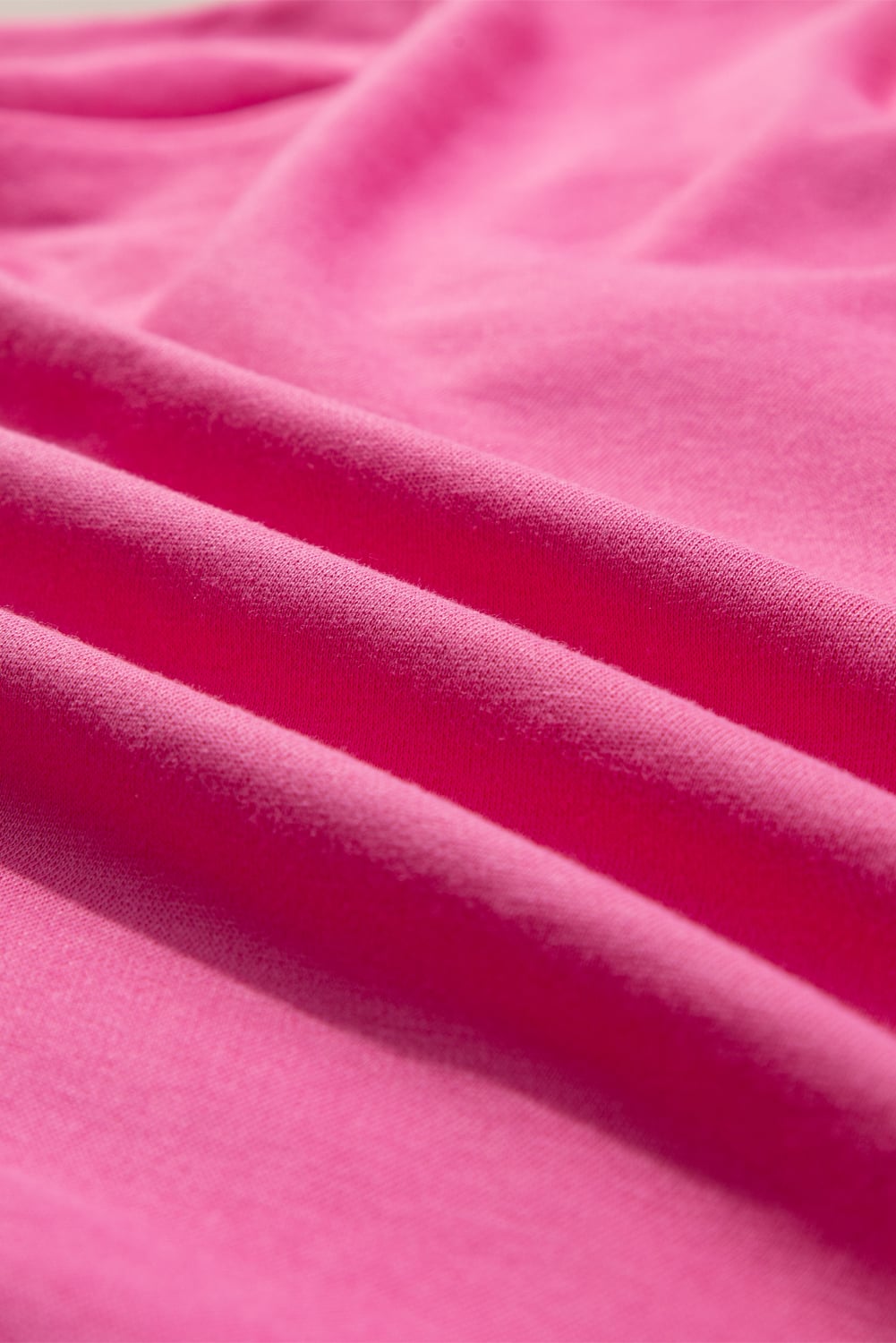 Strawberry Pink Contrasting Color Ribbon Bow Front Patch Loose Tee with Slits