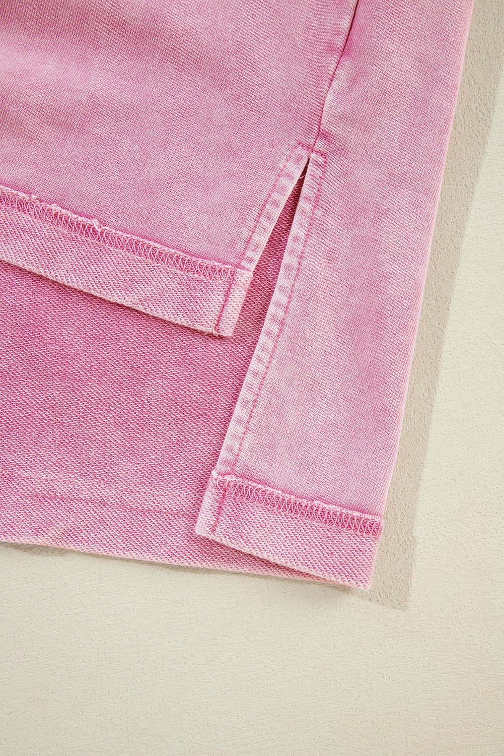 Strawberry Pink Mineral Wash Drop Shoulder Pullover Sweatshirt