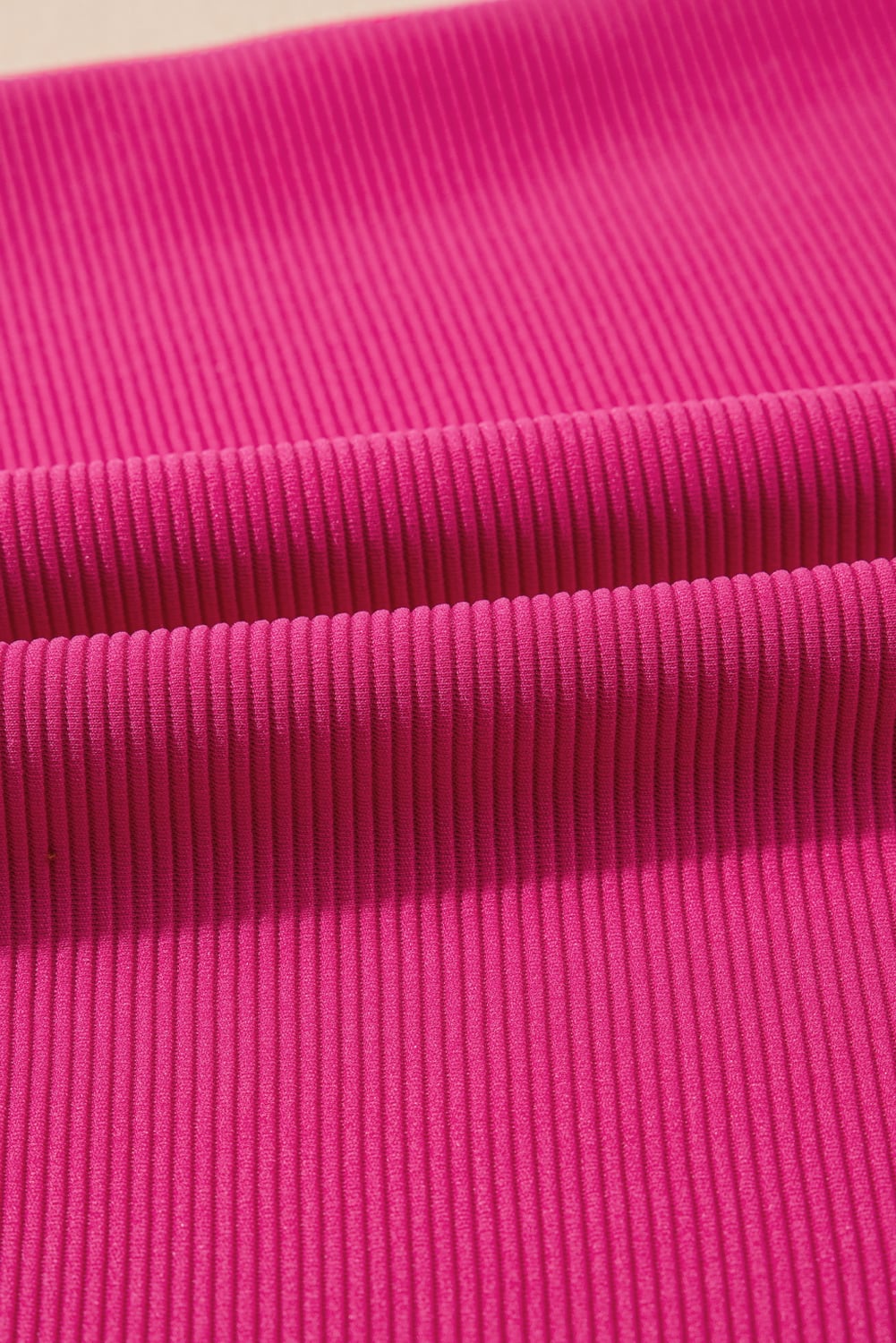 Strawberry Pink Striped Detail Flutter Sleeve Zipped Collar Short Set