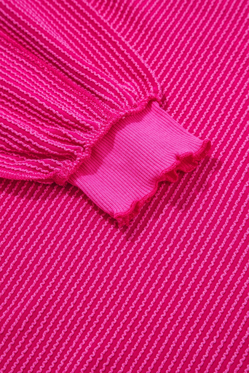 Strawberry Pink Twisted Rib Uneven Hem Drop Shoulder Loose Knit Top
