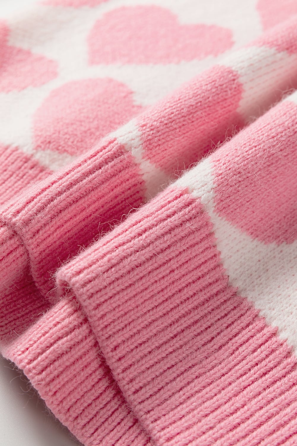 Strawberry Pink Valentine Heart Print Knit Sweater