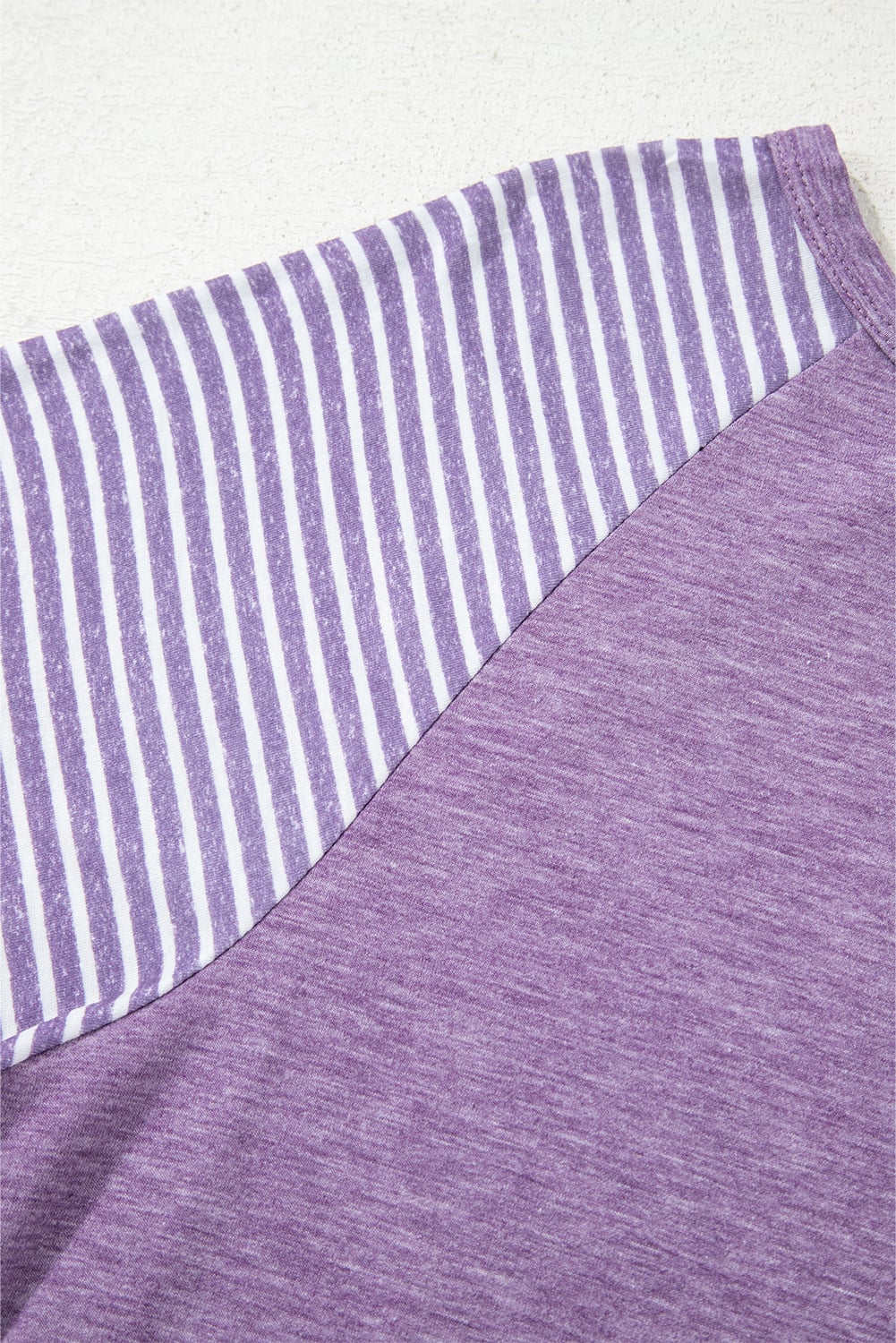 Tillandsia Purple Contrast Print Striped Raglan Long Sleeve Loose Top