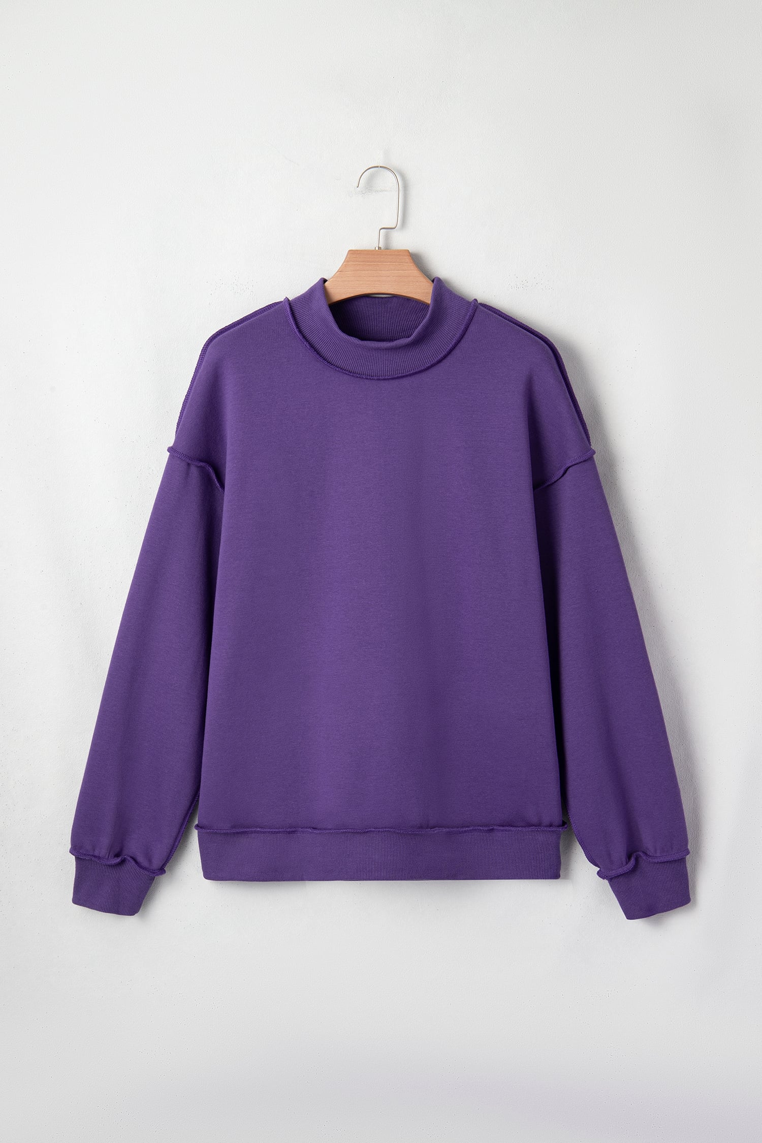 Tillandsia Purple Oversize Drop Shoulder Reversible Mock Neck Sweatshirt