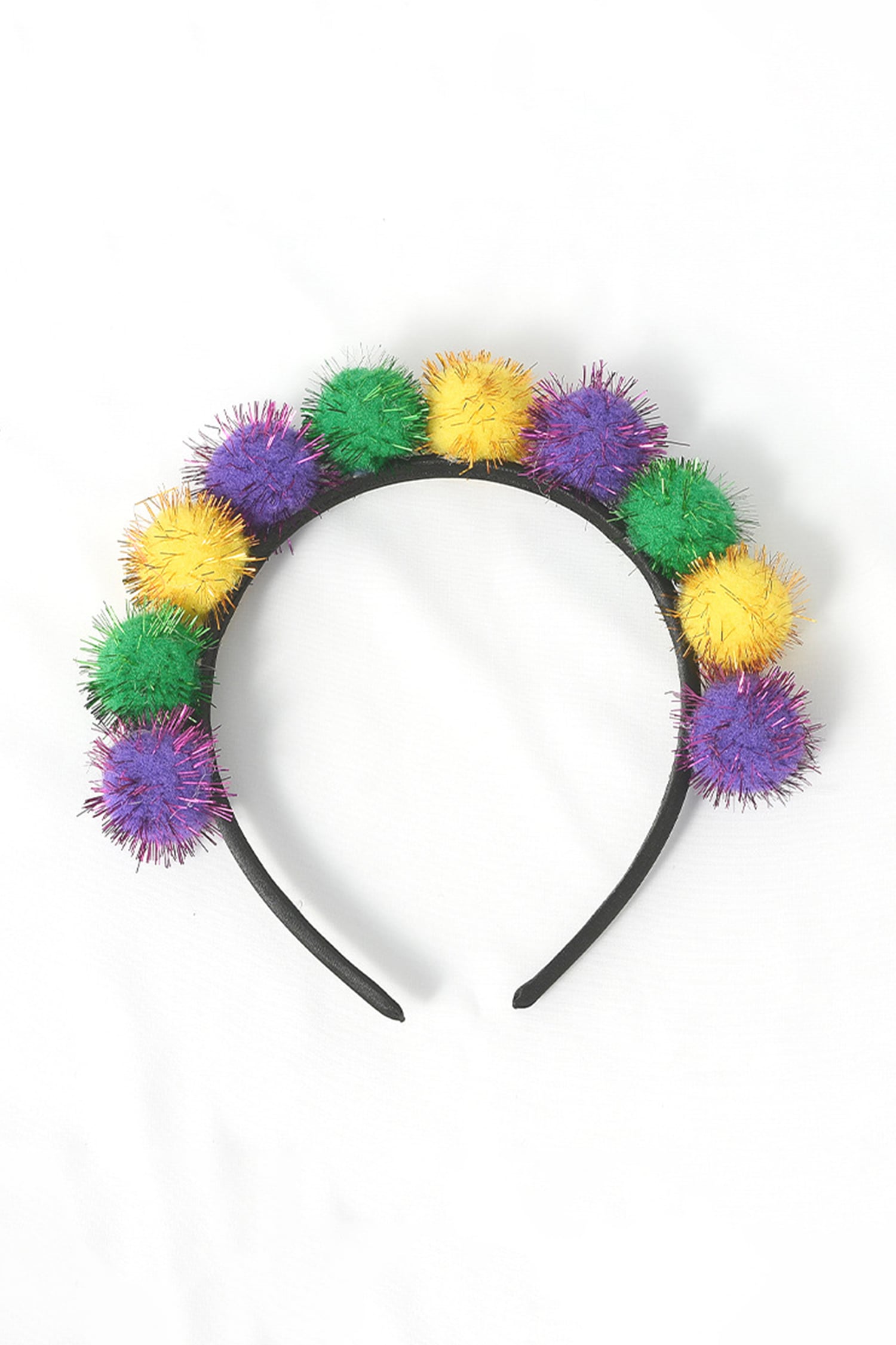 Tillandsia Purple Tinsel Pompom Mardi Gras Plastic Headband