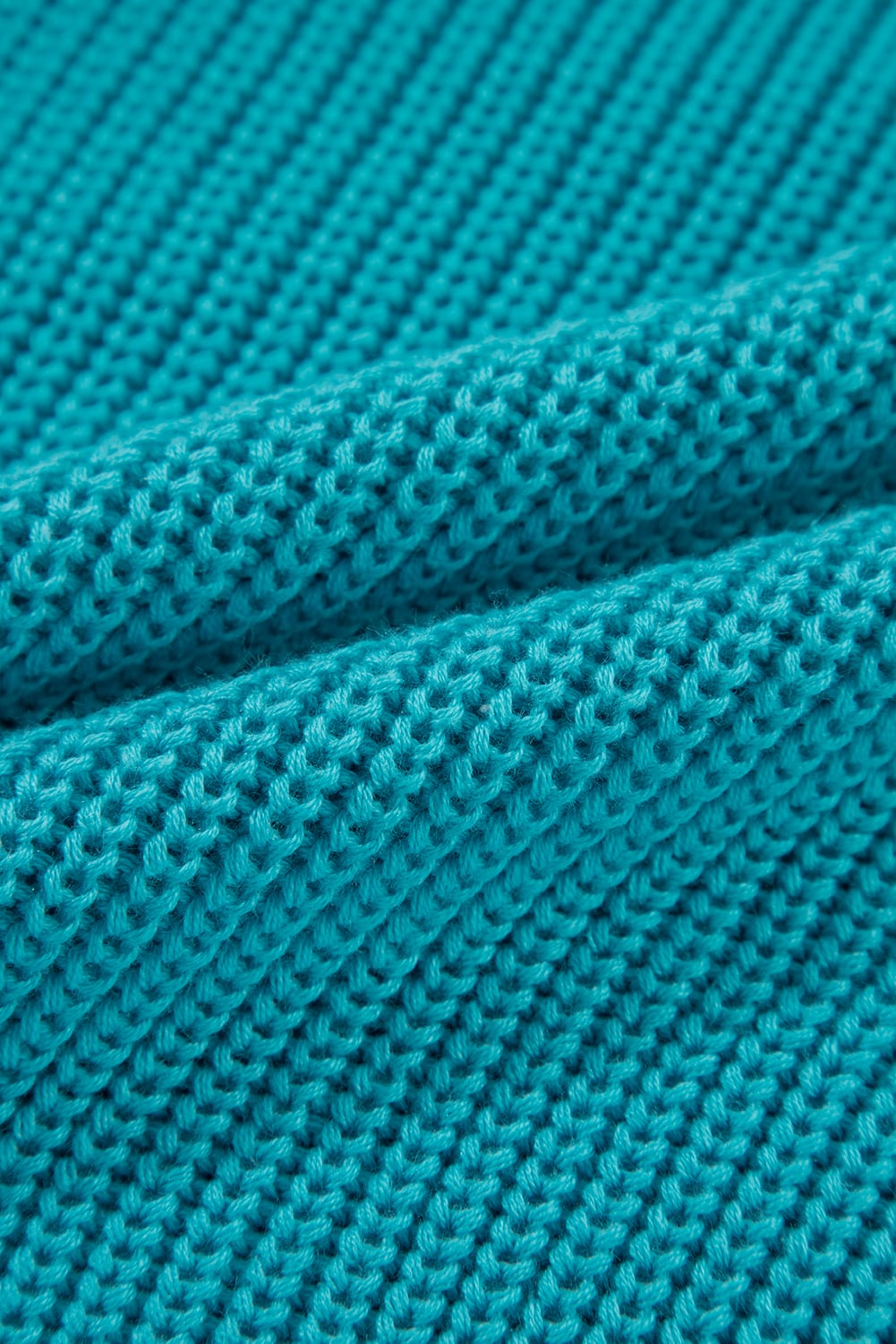 Turquoise Ruffled Eyelet Bubble Sleeve Sweater