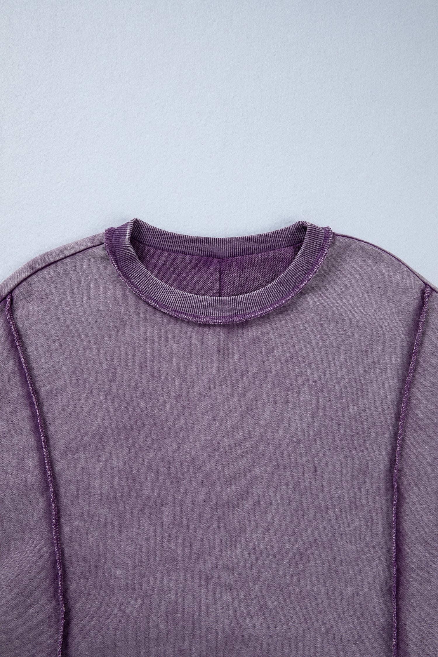 Valerian Mineral Wash Exposed Seam Side Slit Sweatshirt
