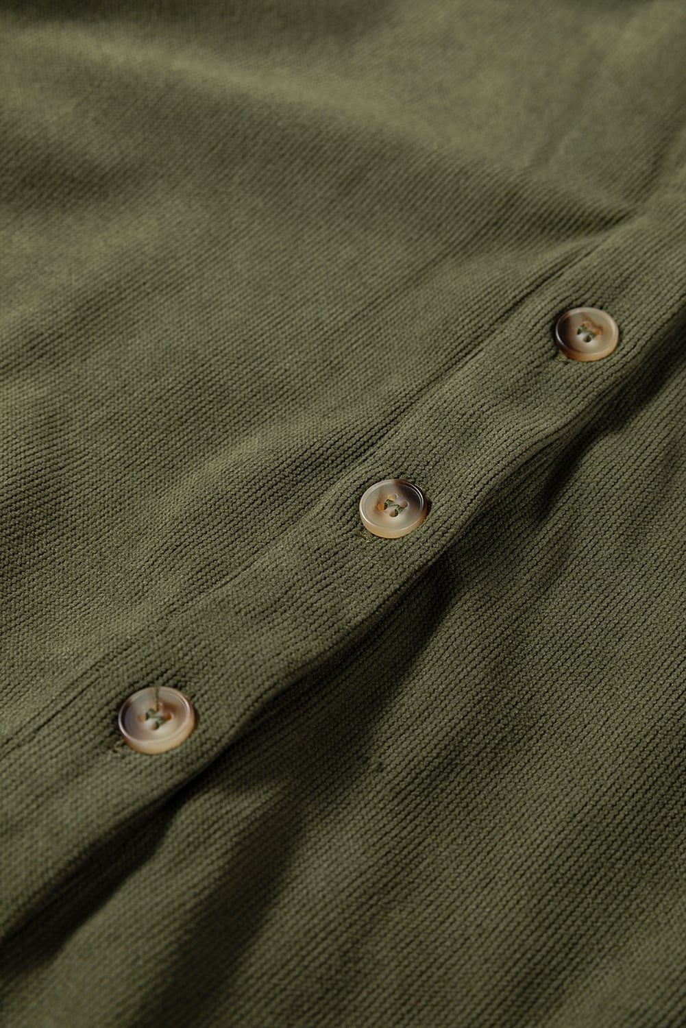 Vineyard Green Corduroy Half Button Collared Long Sleeve Mini Dress