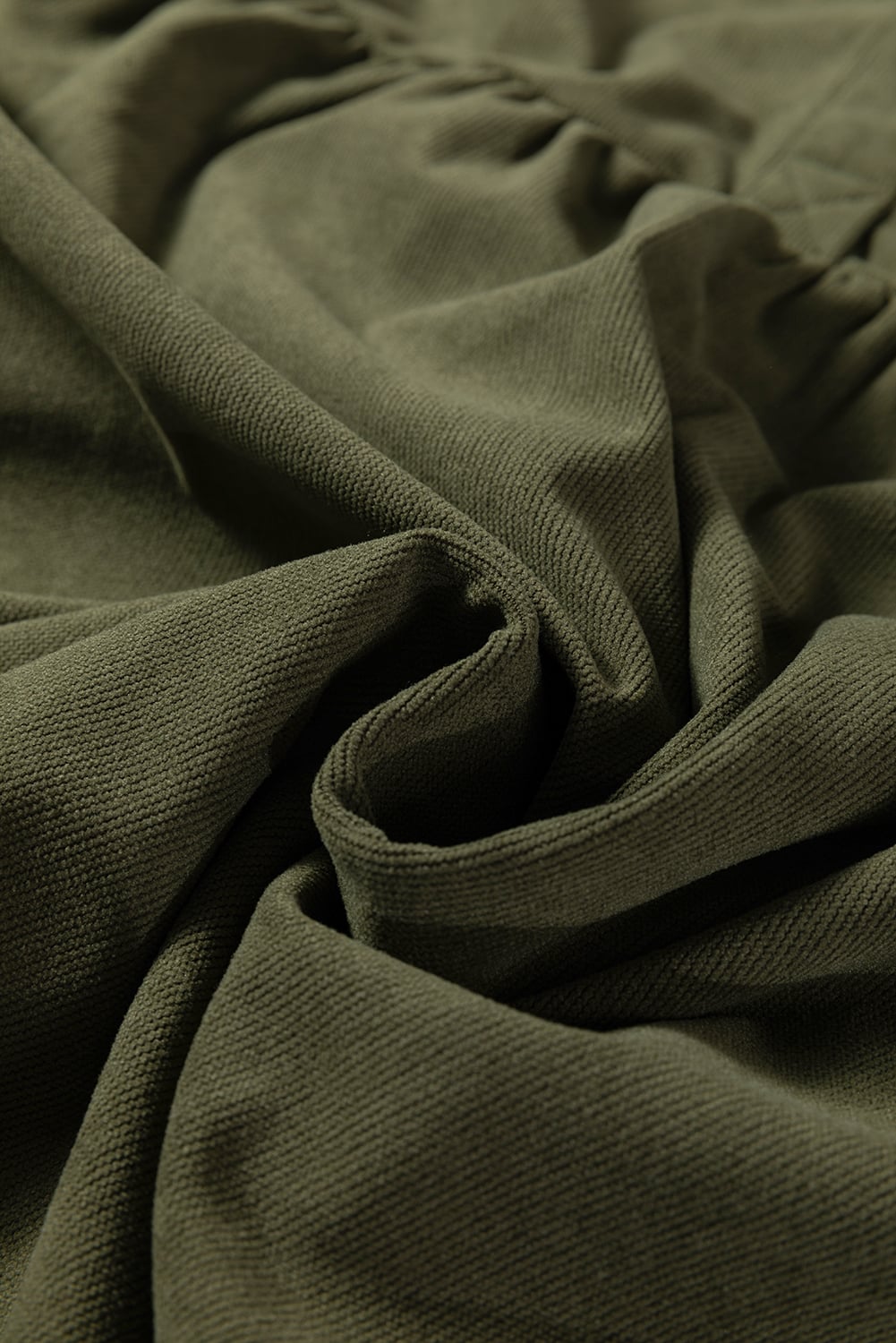 Vineyard Green Corduroy Half Button Collared Long Sleeve Mini Dress