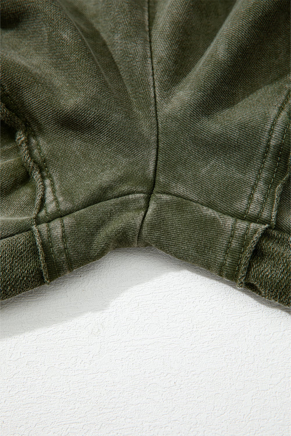 Vineyard Green Mineral Wash Tiered Wide Leg Patchwork Drawstring Pants