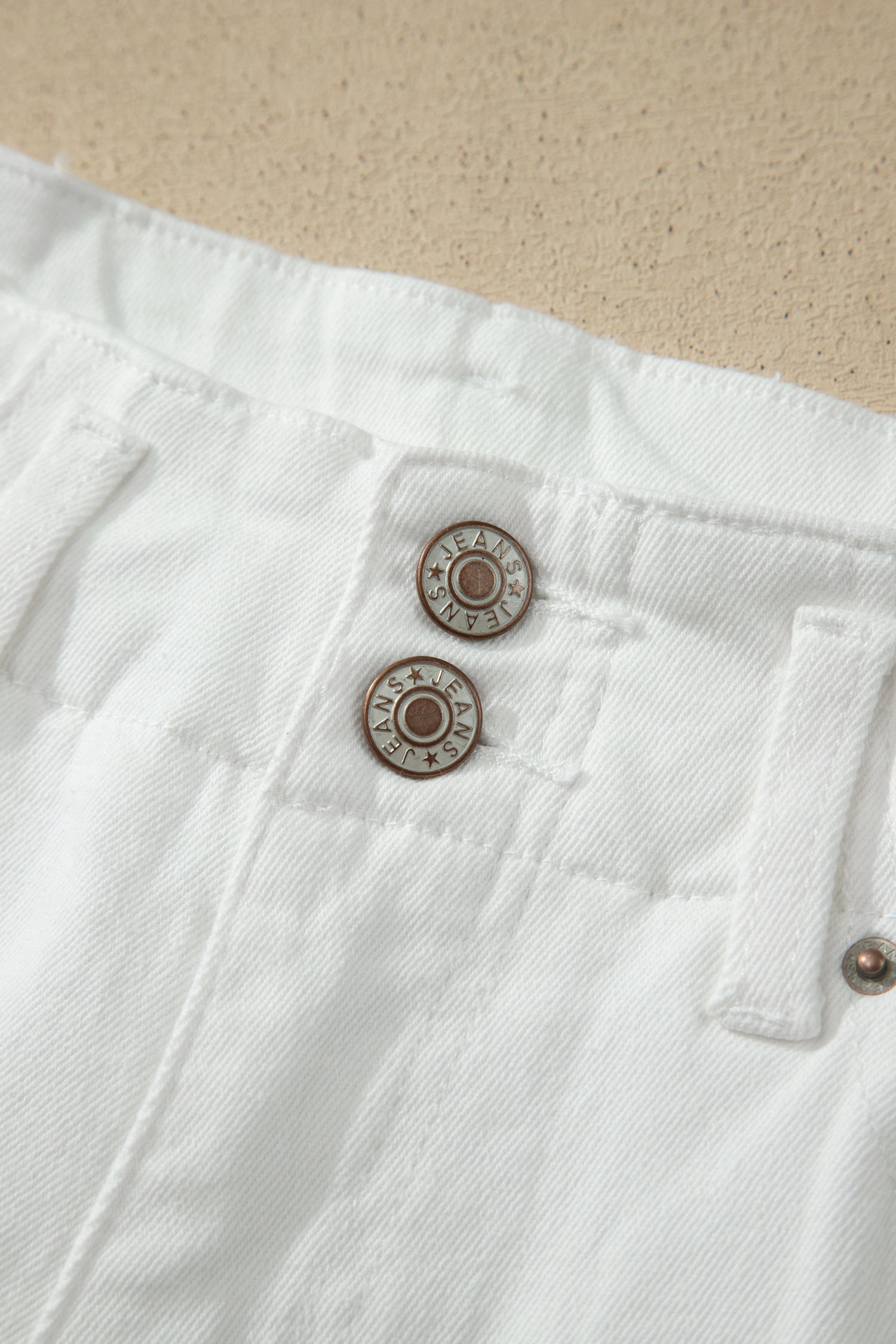 White 2-Button High Waist Wide Leg Jeans