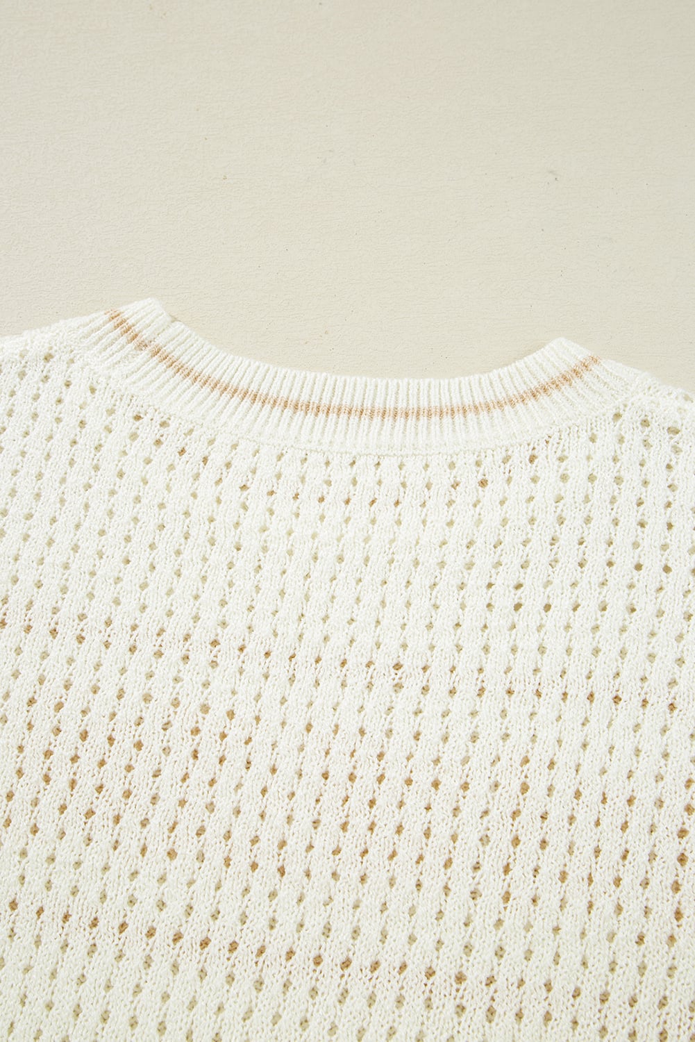 White BEACH Hollow Out Knitted Lightweight Dolman Sweater