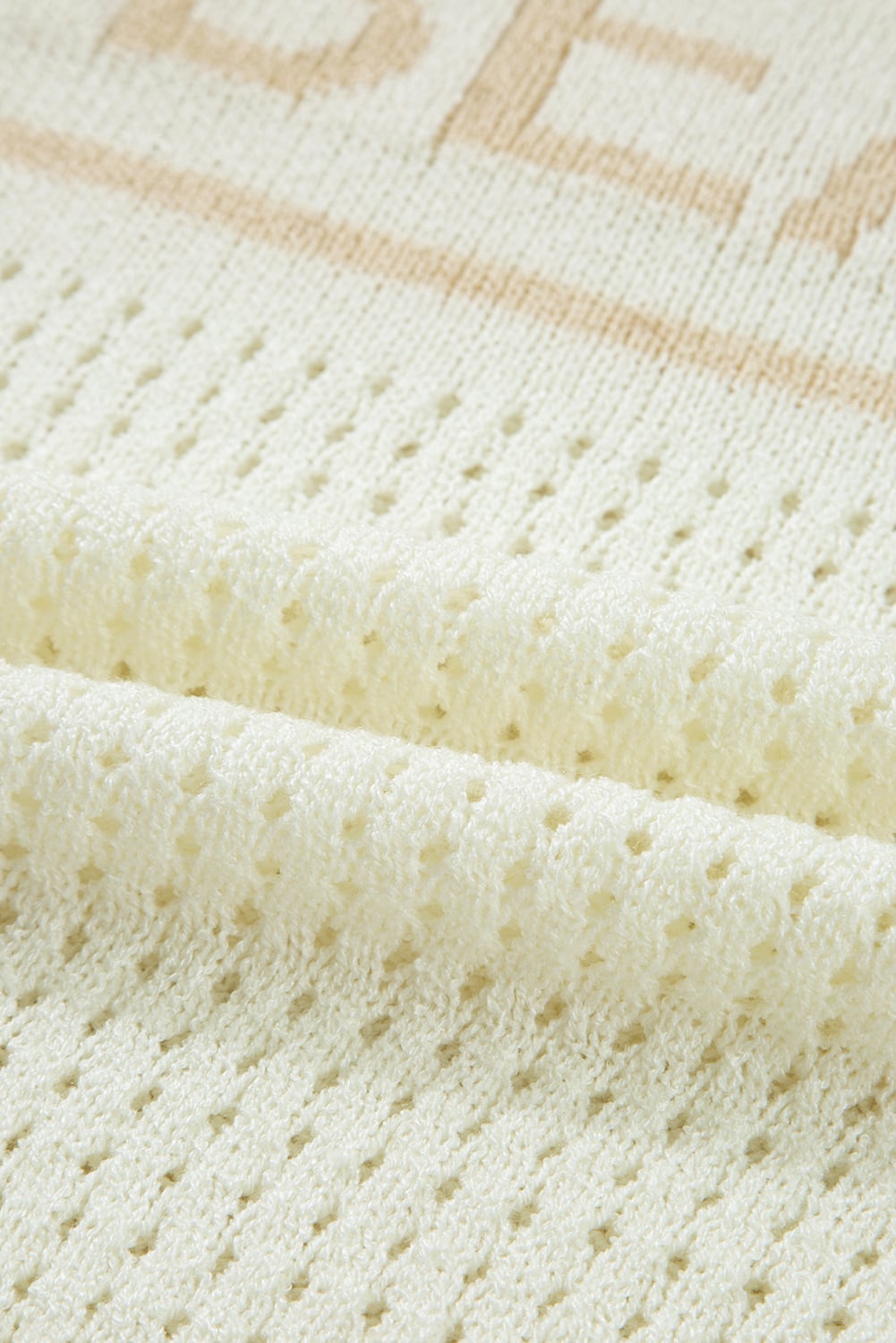 White BEACH Hollow Out Knitted Lightweight Dolman Sweater