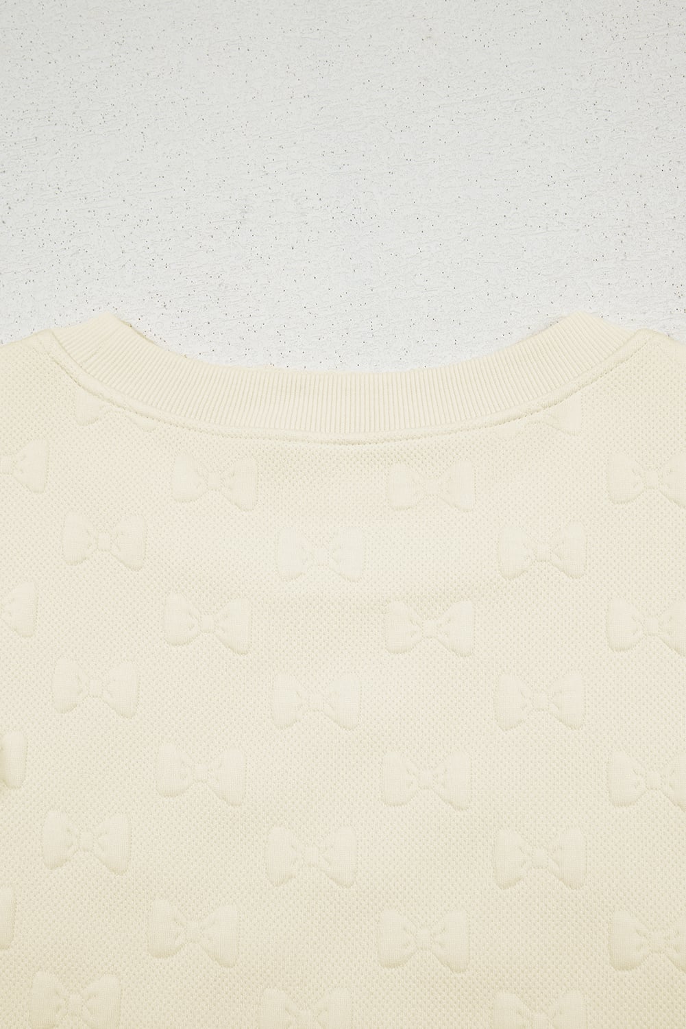 White Bow Jacquard Ruffle Sleeve Short 2pcs Outfit