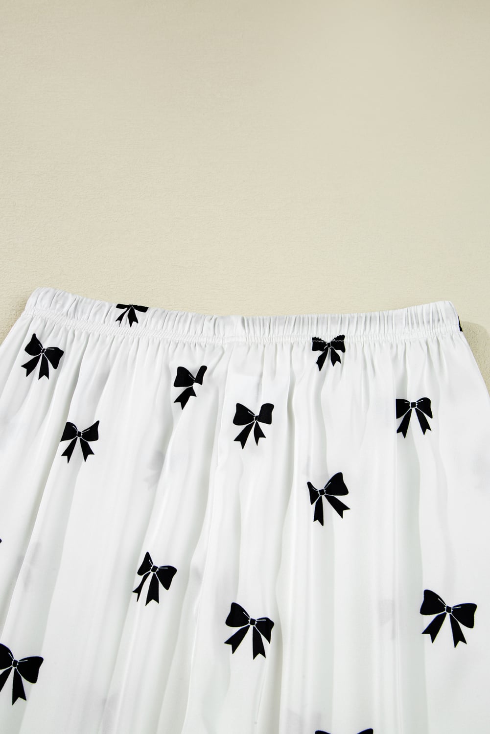 White Bows Print Two Piece Sleepwear