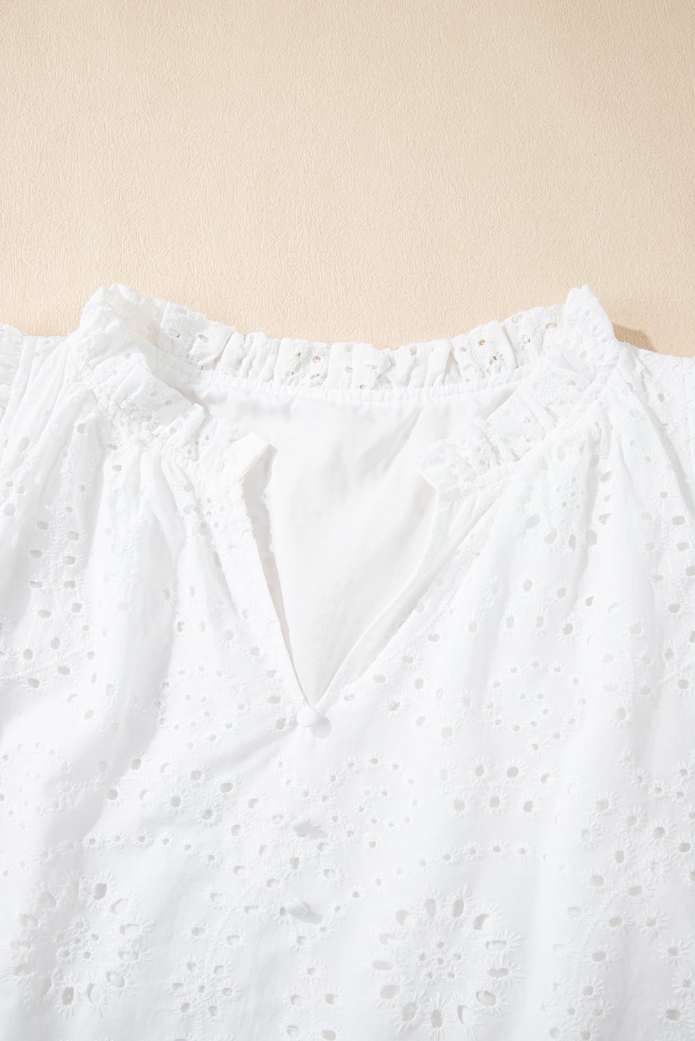 White Broderie Anglaise Ruffle Short Sleeve Blouse