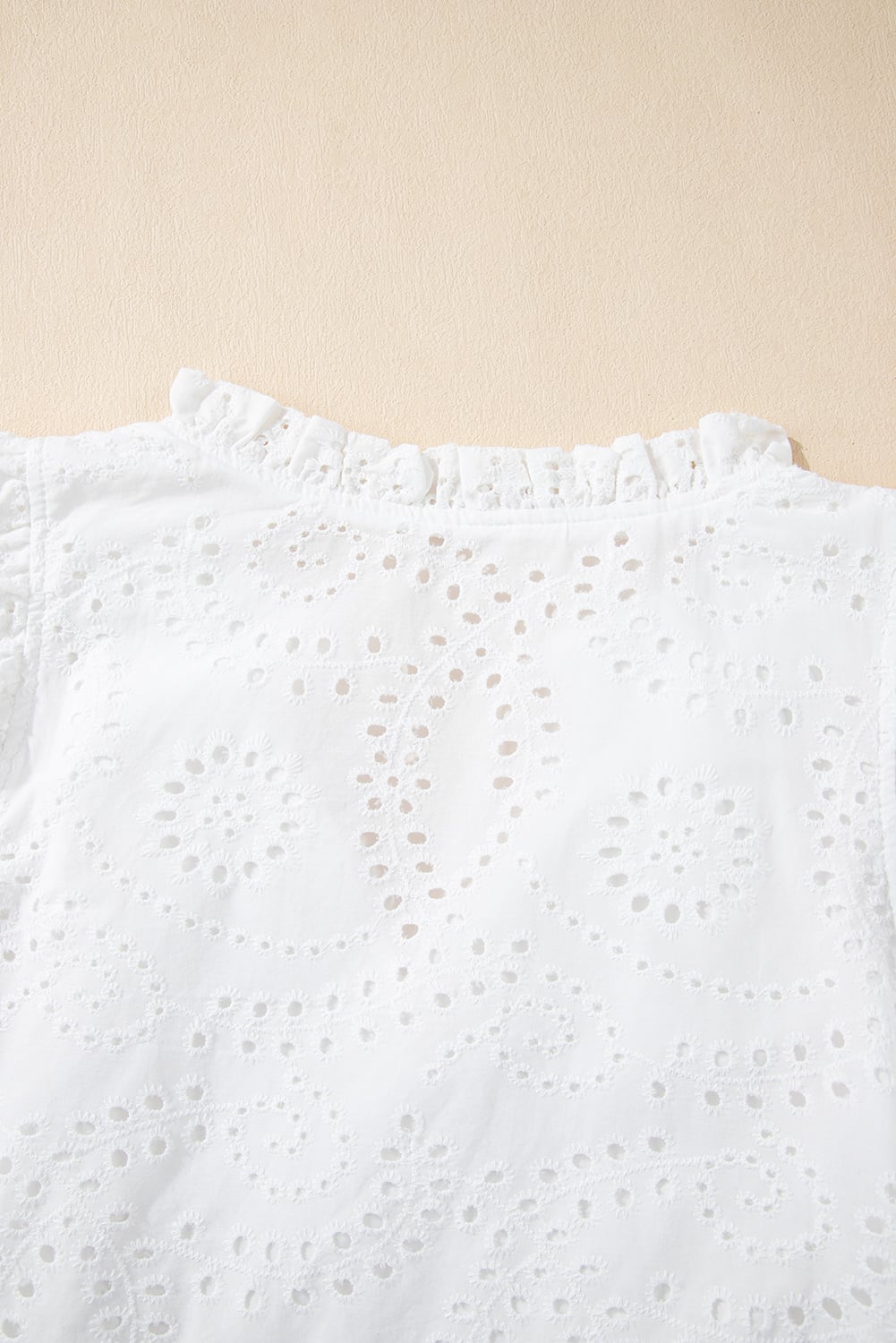 White Broderie Anglaise Ruffle Short Sleeve Blouse