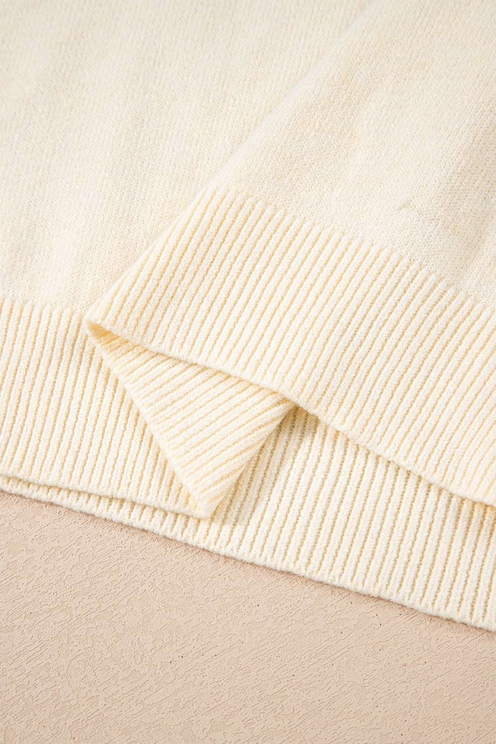 White Buttoned Bishop Sleeve Crew Neck Sweater