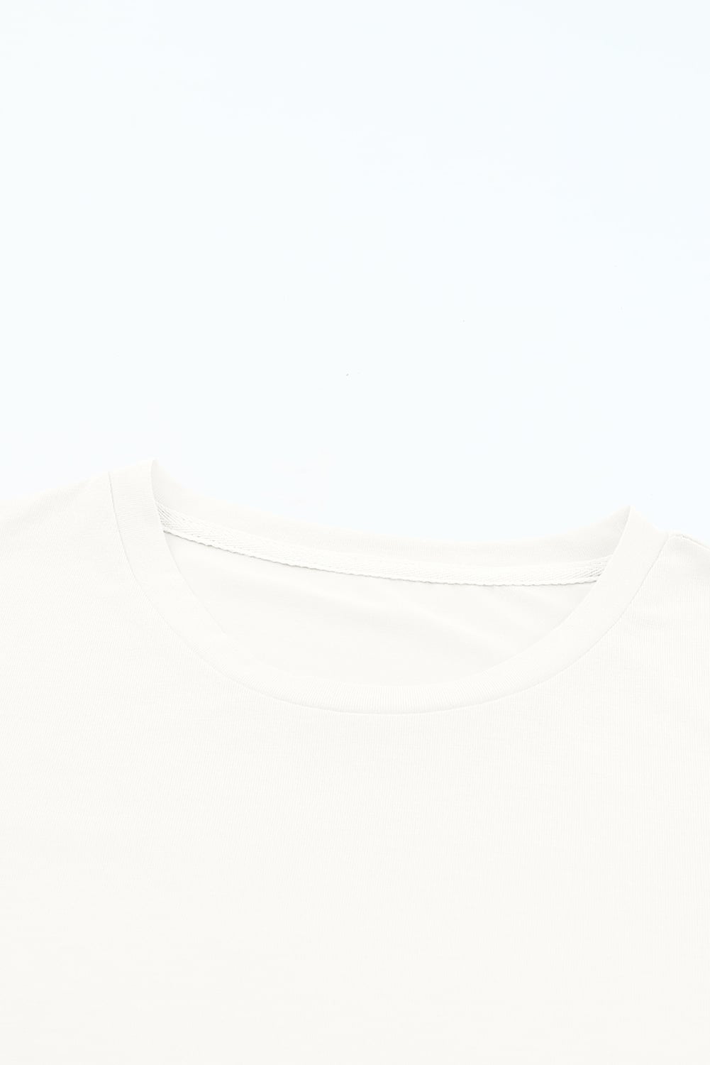 White Casual Plain Crew Neck Tee
