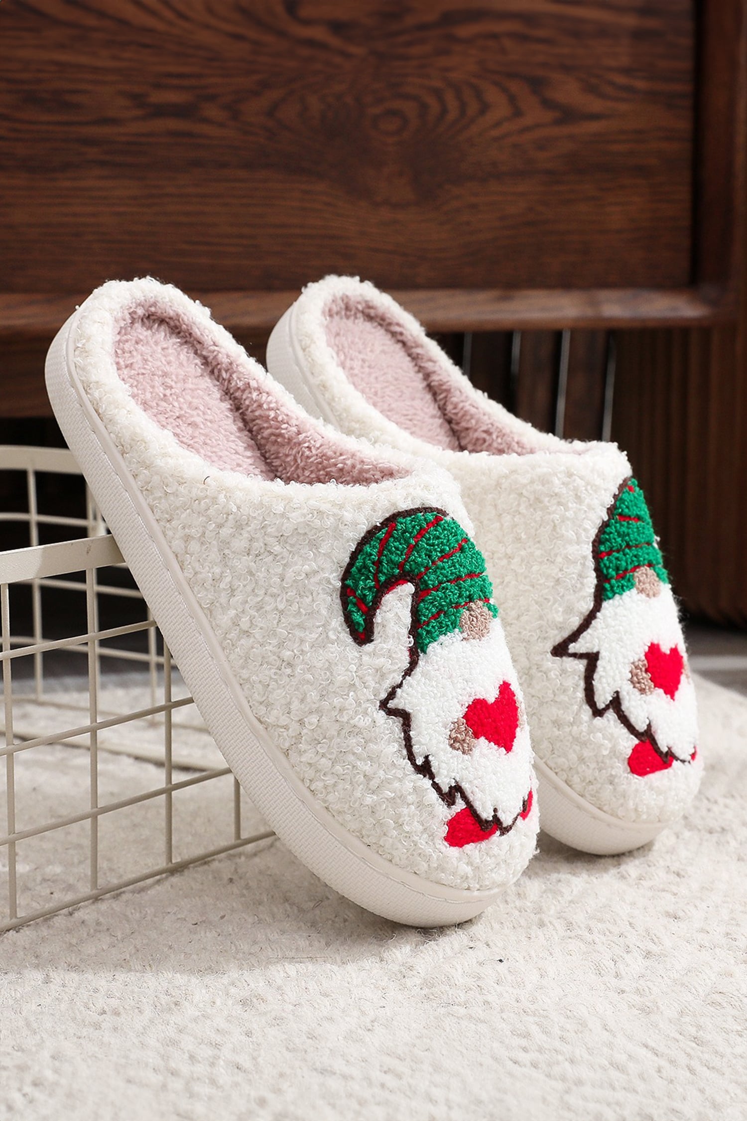 White Christmas Faceless Dwarf Shoes Plush House Slippers