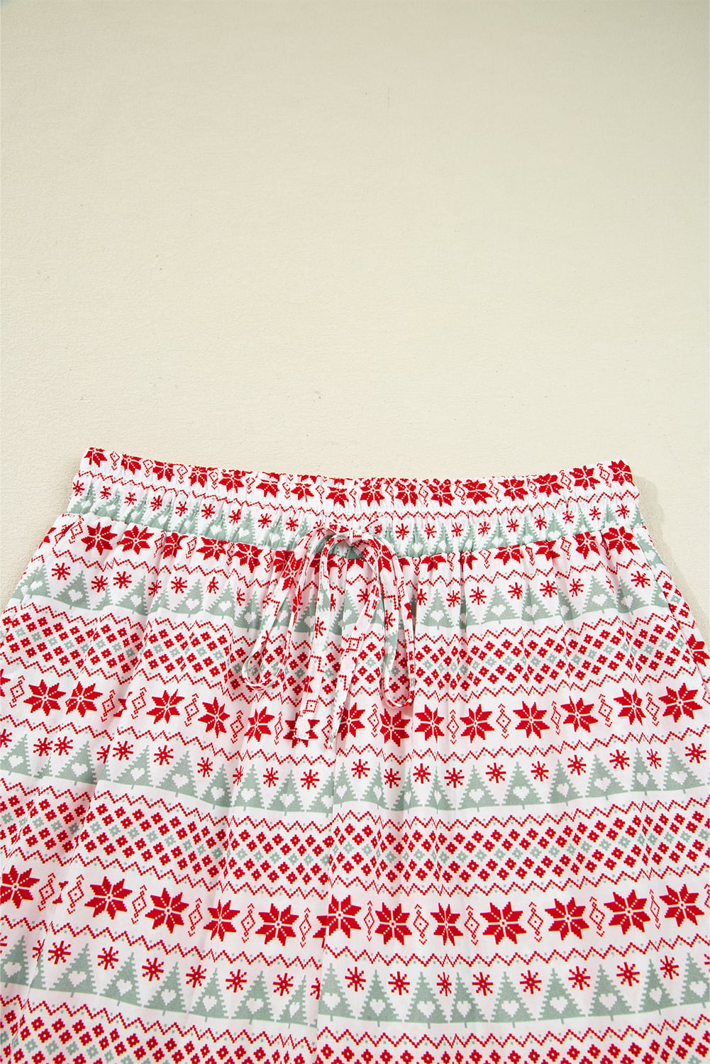 White Christmas Pattern Print Shirt Style Long 2pcs Pajama Set
