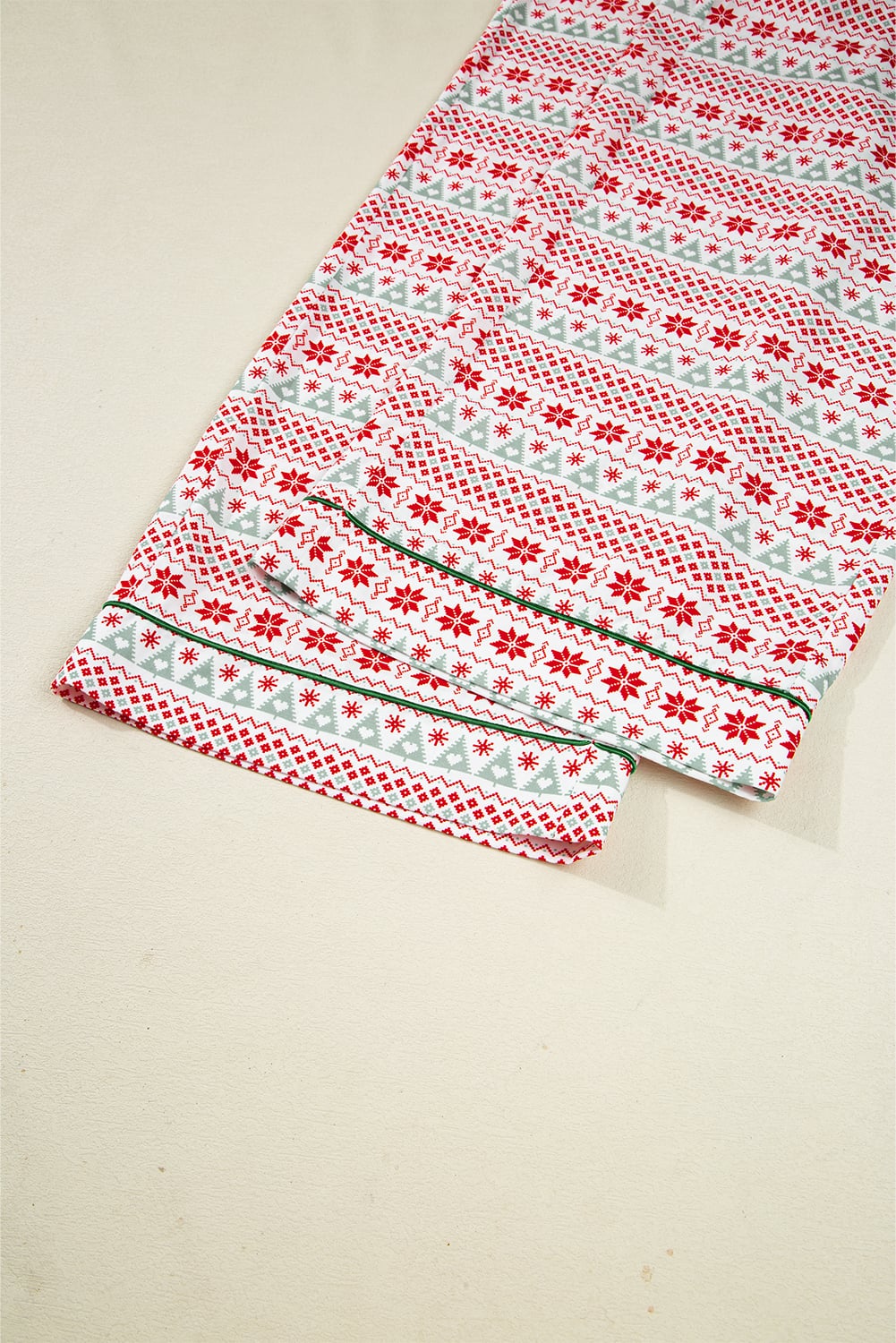 White Christmas Pattern Print Shirt Style Long 2pcs Pajama Set