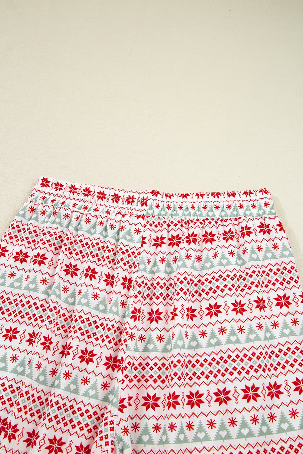 White Christmas Pattern Print Shirt Style Long 2pcs Pajama Set