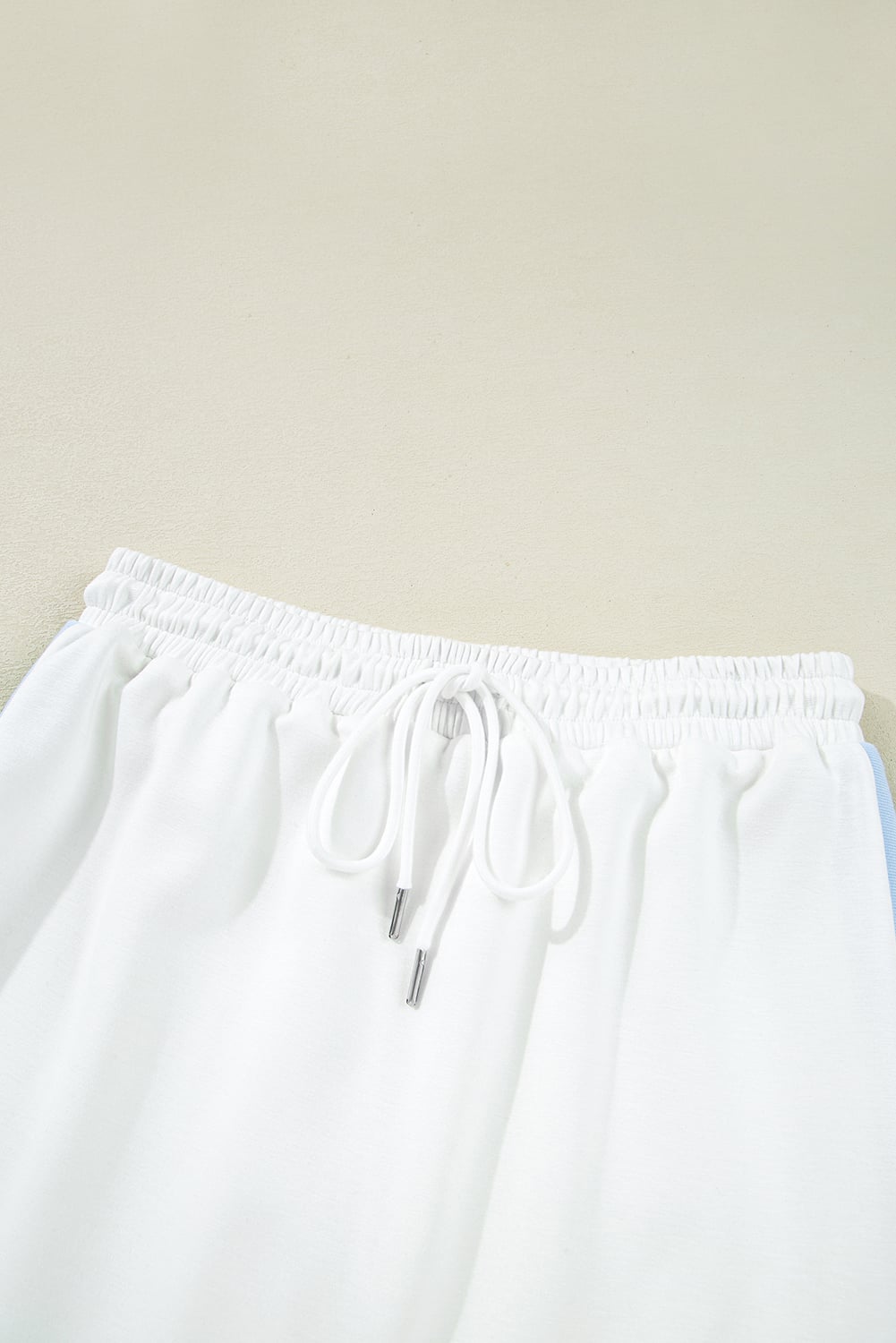 White Colorblock Edge Cap Sleeve Collared Top 2 Piece Skirt Set