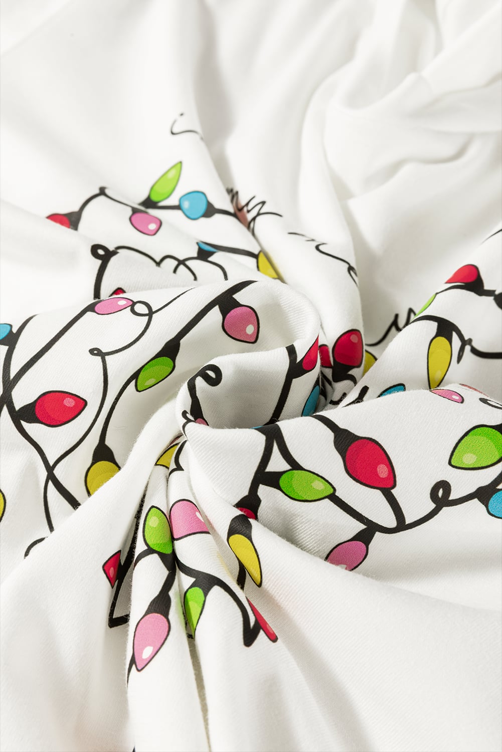 White Colored Light Bowknot Graphic Crewneck T Shirt