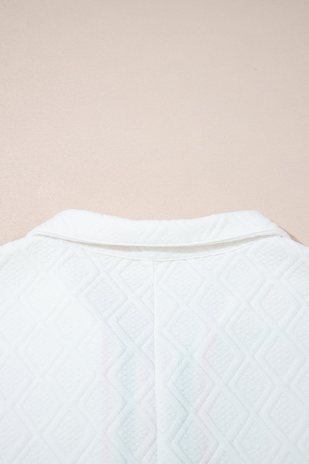 White Contrast Striped Collar Patchwork Textured Half Sleeve Blouse