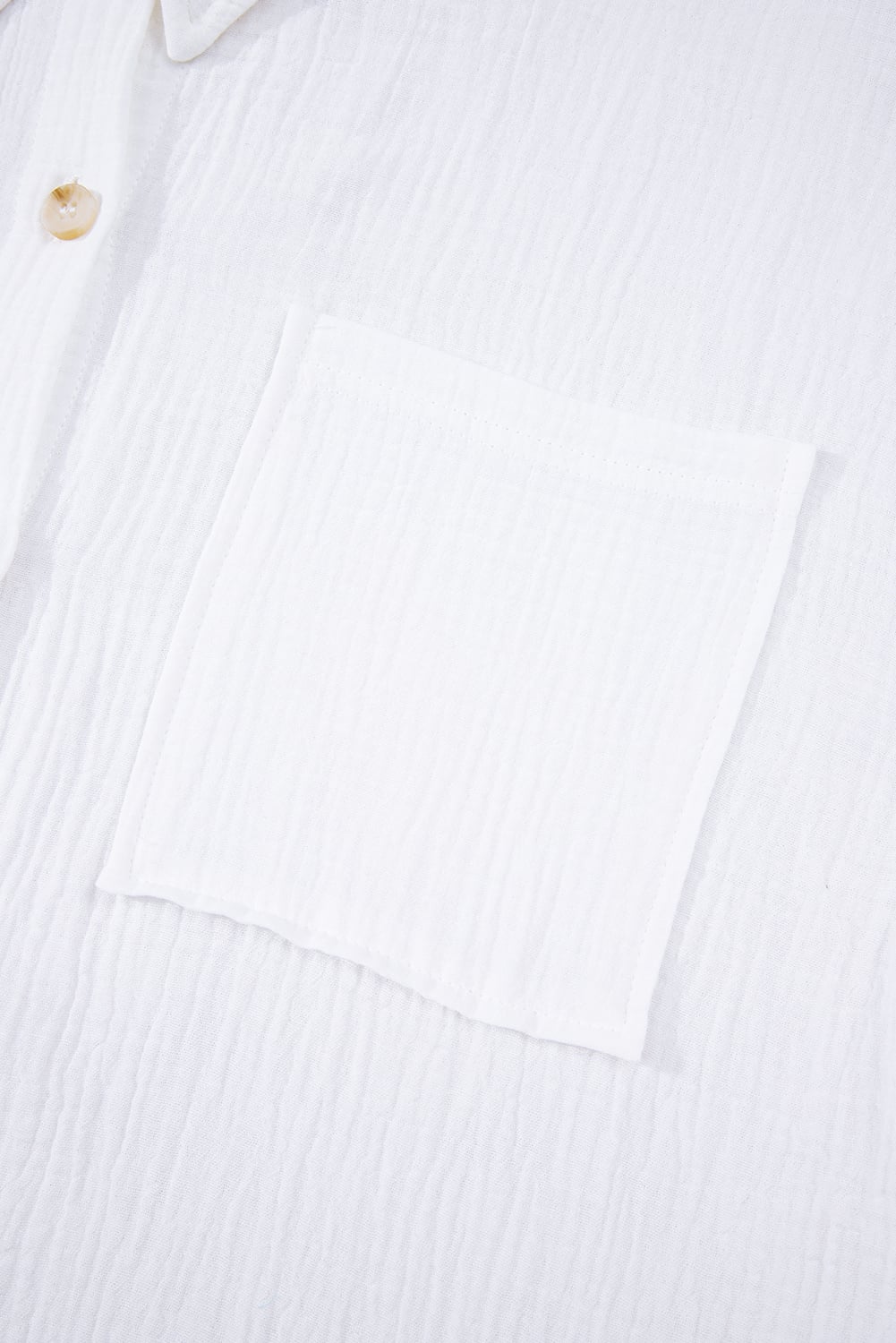 White Cotton Gauze Lace Patchwork Long Sleeve Shirt