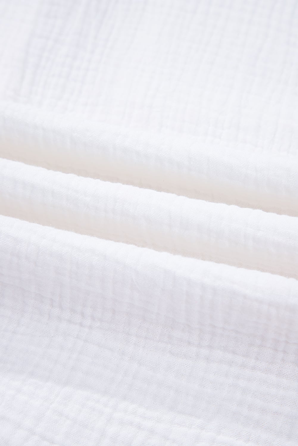 White Cotton Gauze Lace Patchwork Long Sleeve Shirt