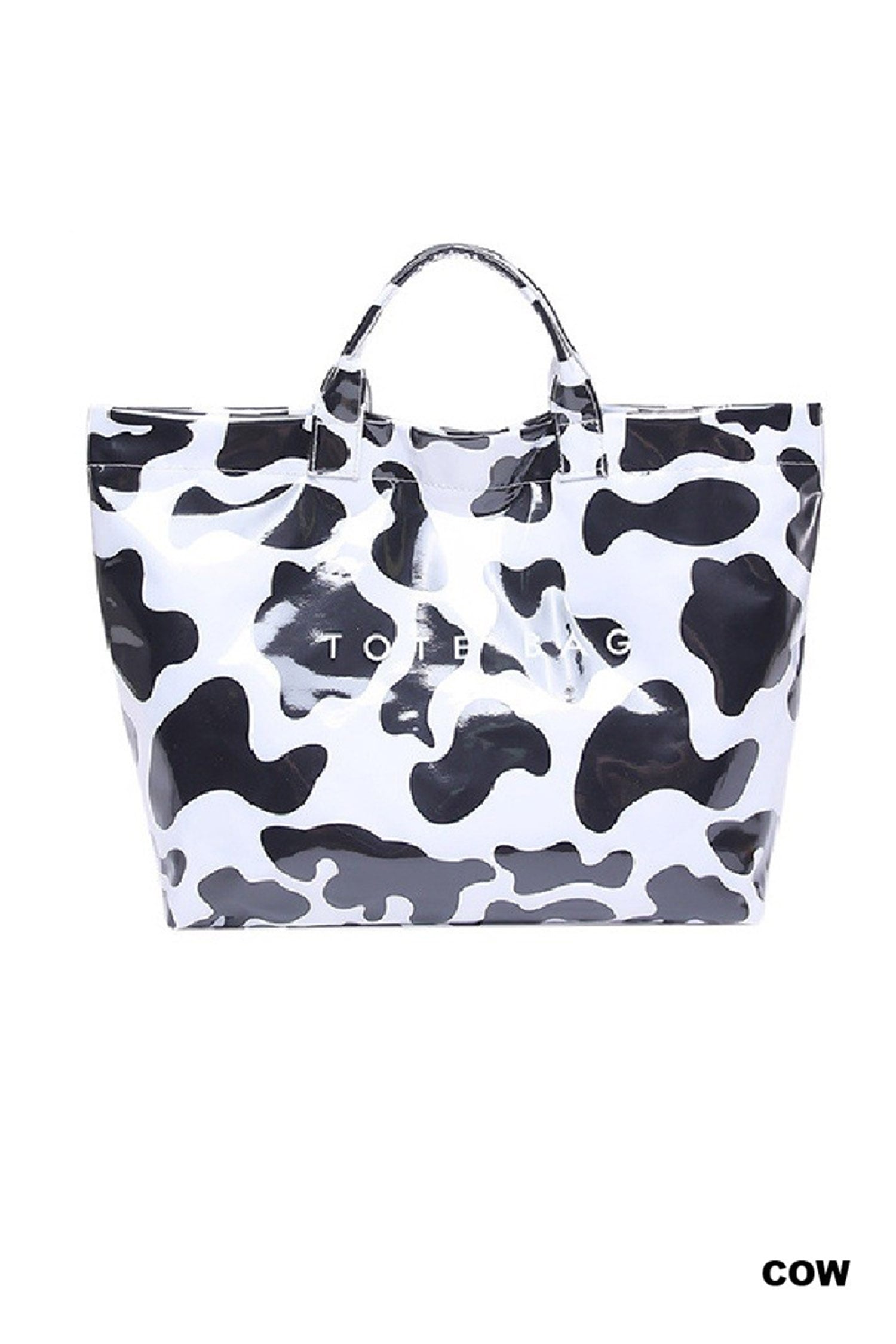 White Cow Spots Print Travel Tote Bag