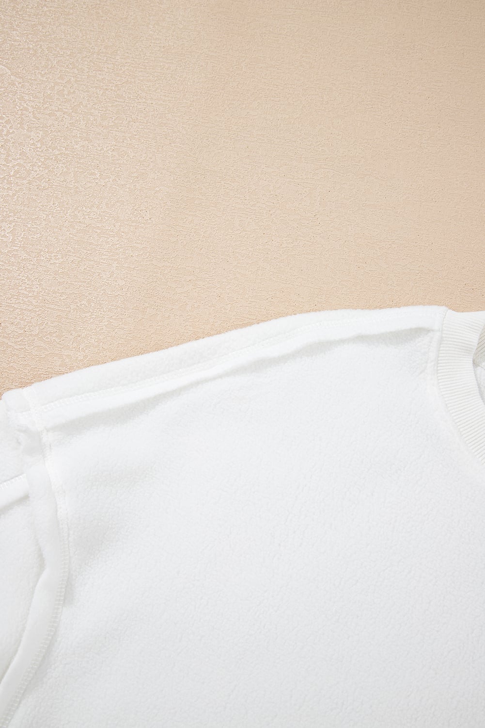White Exposed Seam Chest Pocket Knit Pullover Sweatshirt