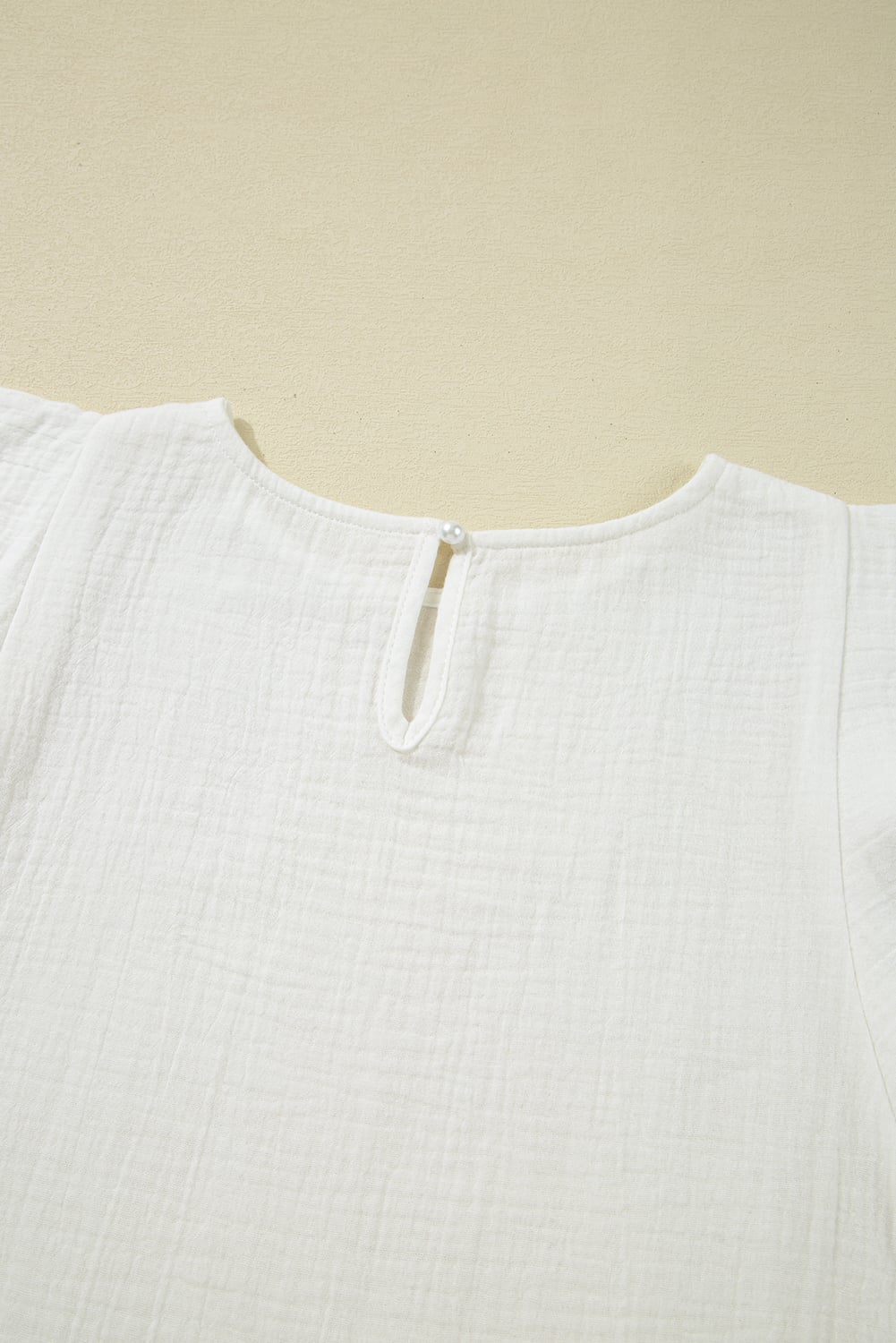 White Crinkled Layered Ruffled Flutter Sleeve Blouse