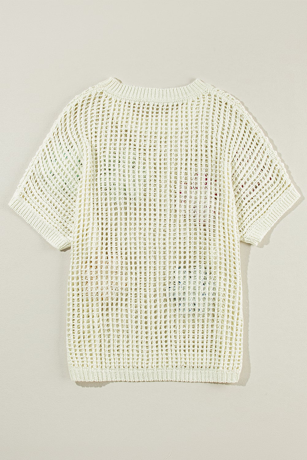 White Crochet Flower Hollow-out Sweater T Shirt