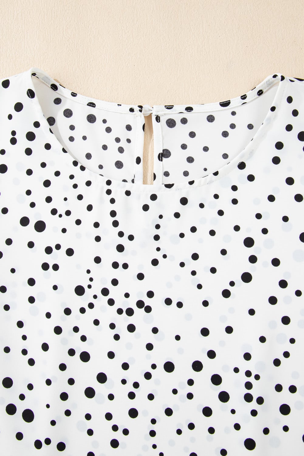 White Dalmatian Print Layered Ruffled Short Sleeve Blouse