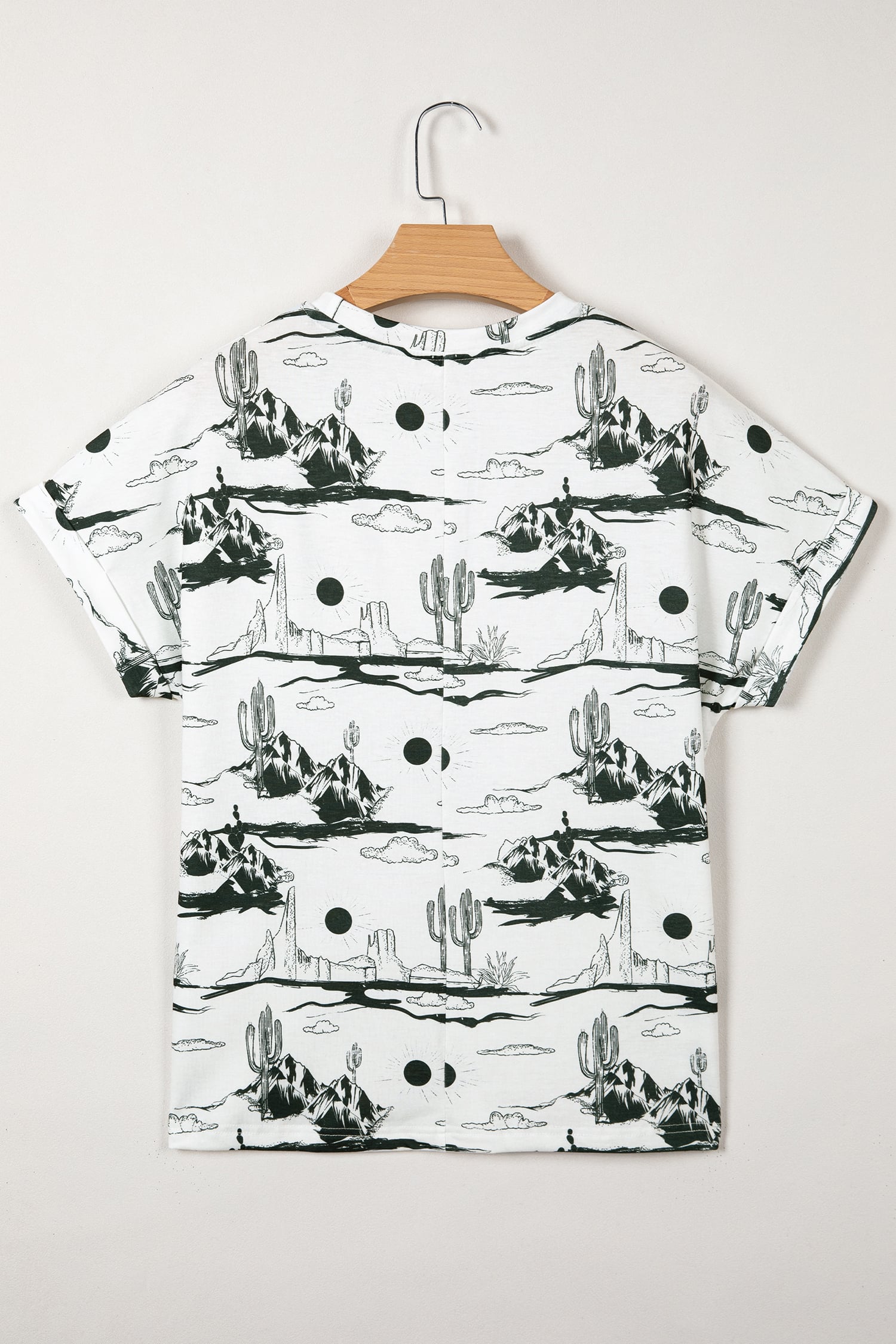 White Desert Sand Print Short Sleeve Knit Top