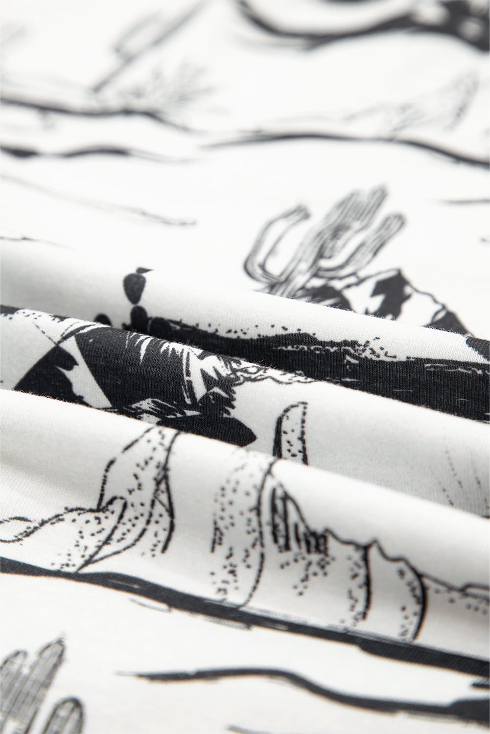 White Desert Sand Print Short Sleeve Knit Top