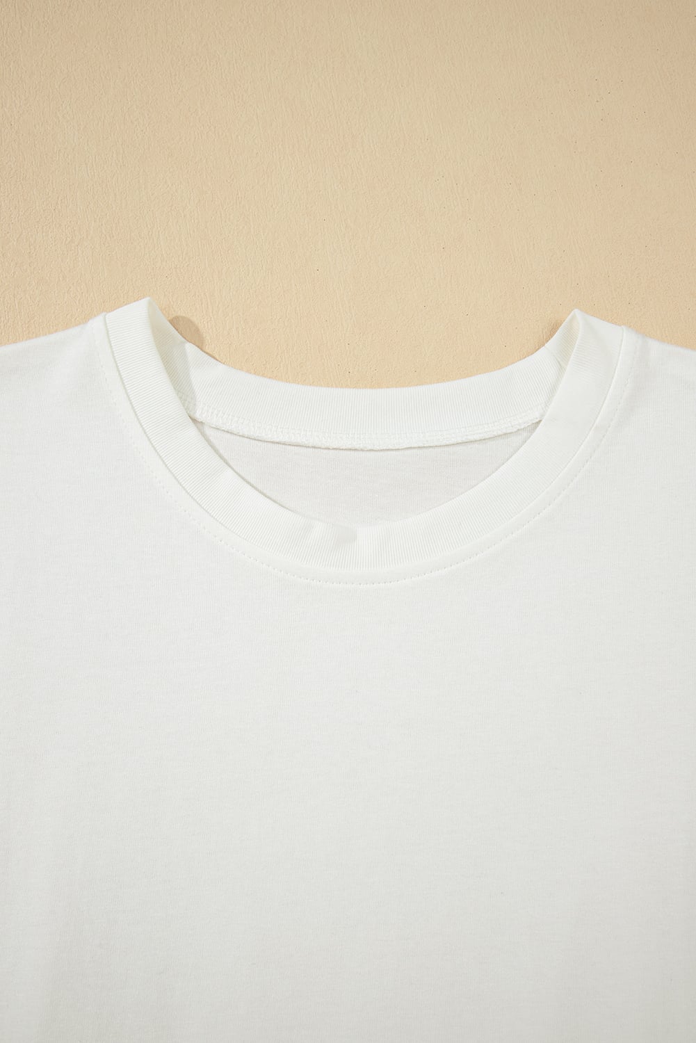 White Drop Shoulder Crew Neck Shift T Shirt Dress