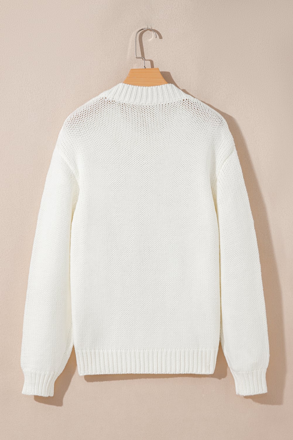 White Embroidered Bow Boots Graphic Drop Shoulder Sweater